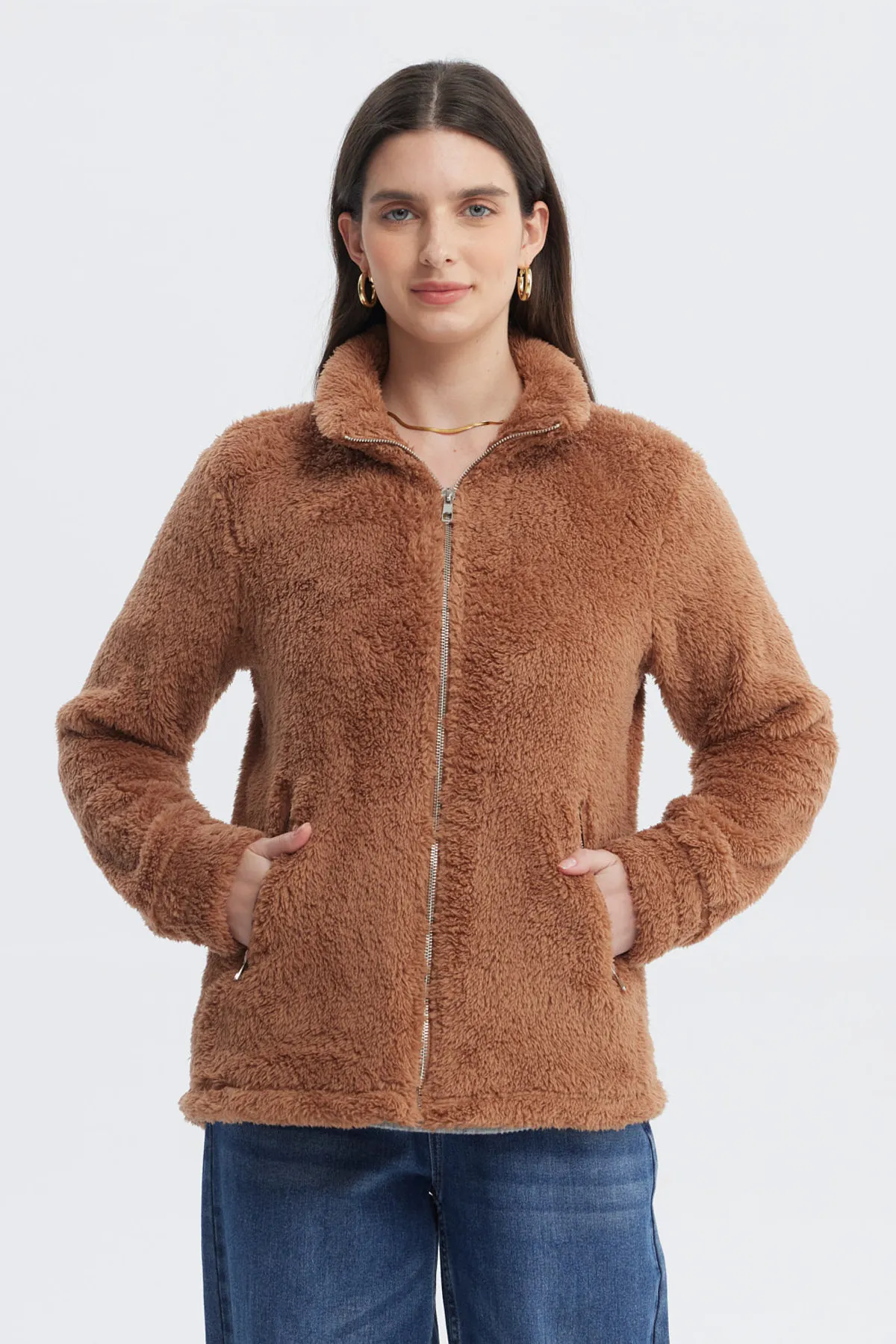Polar Mujer Básico Peludo Café