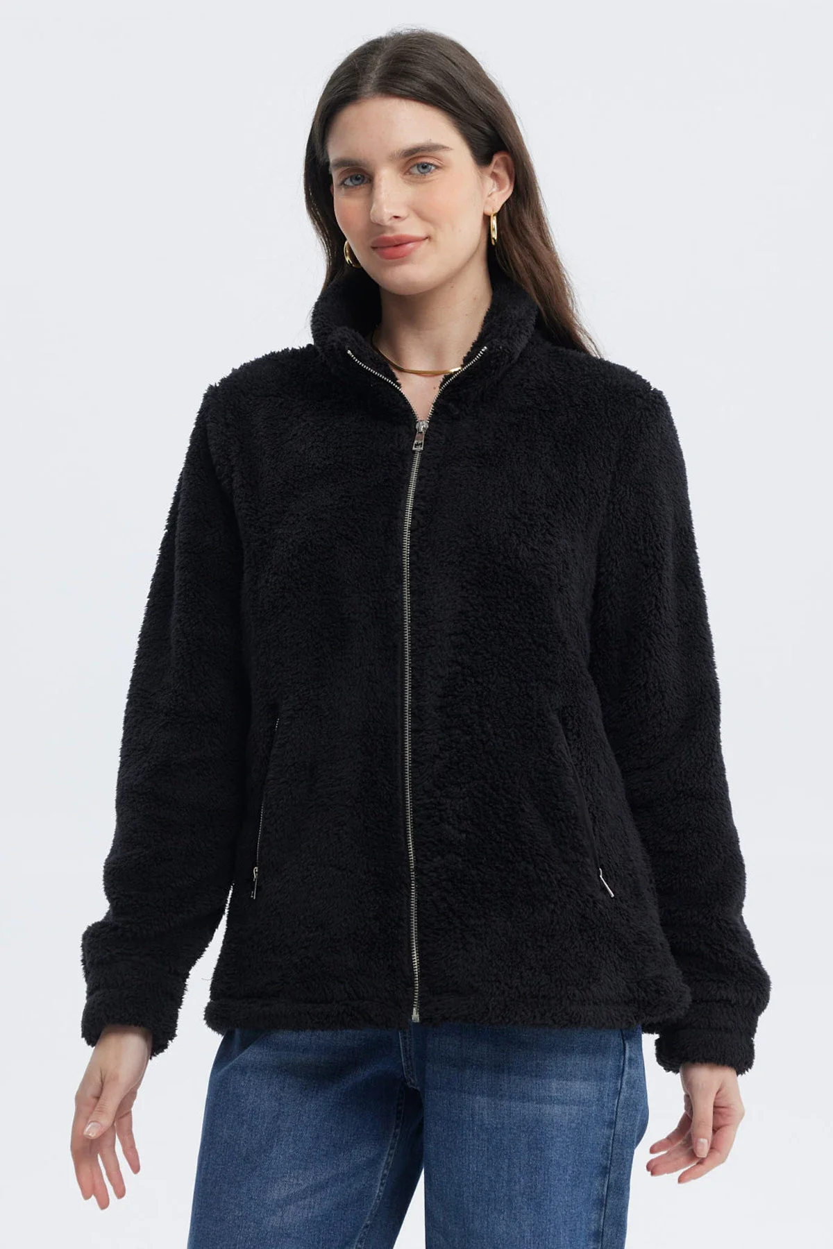 Polar Mujer Básico Peludo Negro