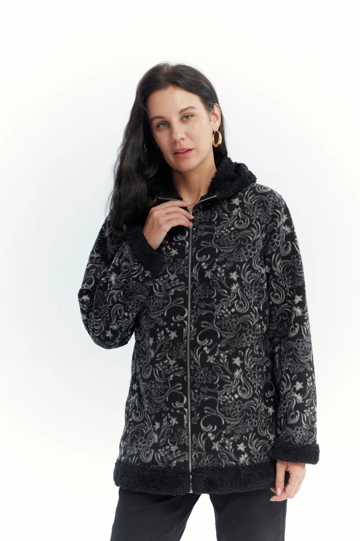 Polar Mujer Full Print Negro