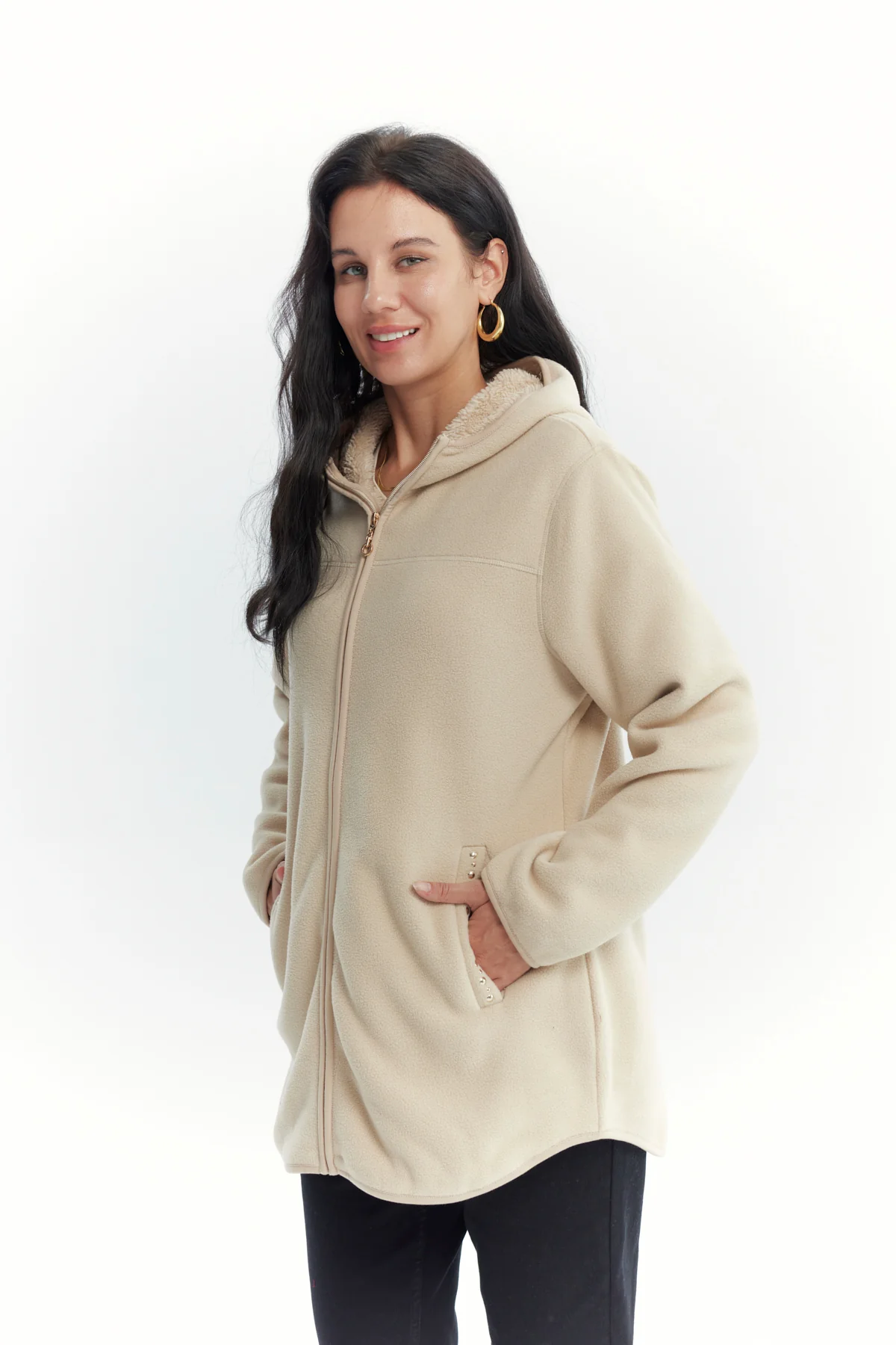 Polar Mujer Largo Detalle Strass Beige Oscuro - Image 2