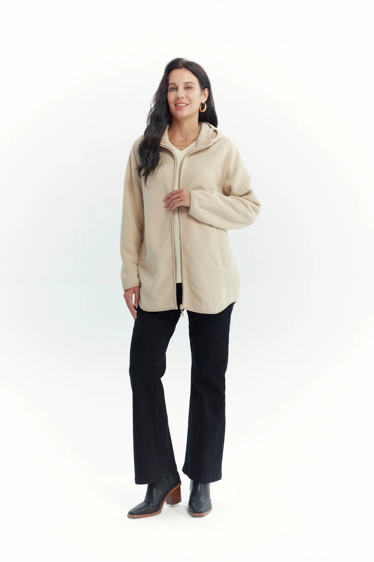 Polar Mujer Largo Detalle Strass Beige Oscuro - Image 4