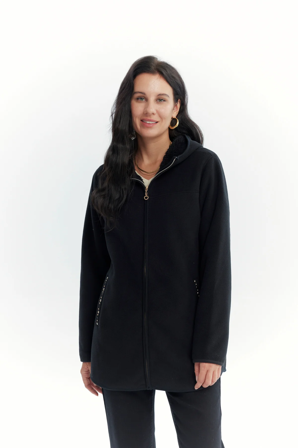 Polar Mujer Largo Detalle Strass Negro