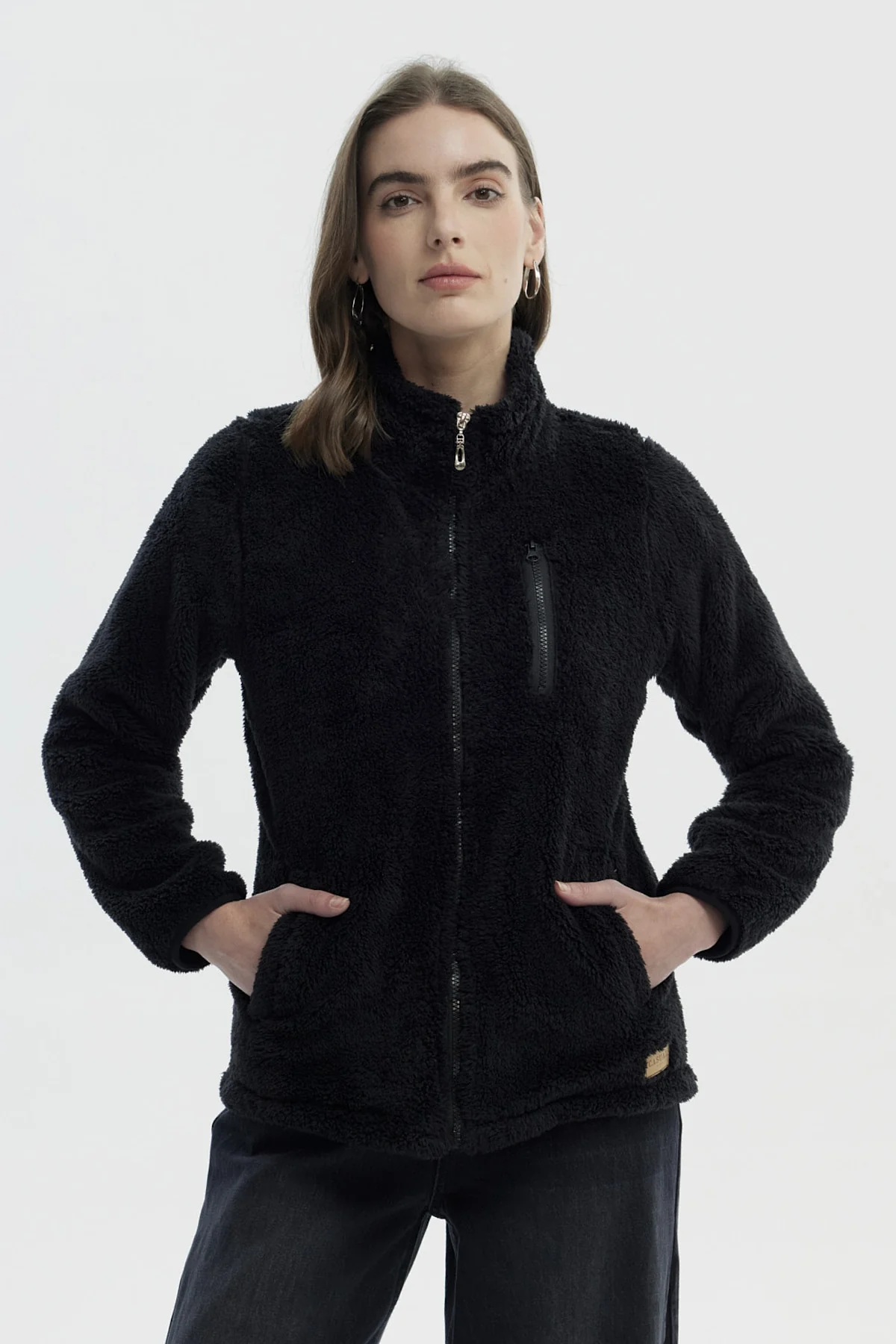 Polar Mujer Peludo Tipo Polerón Negro