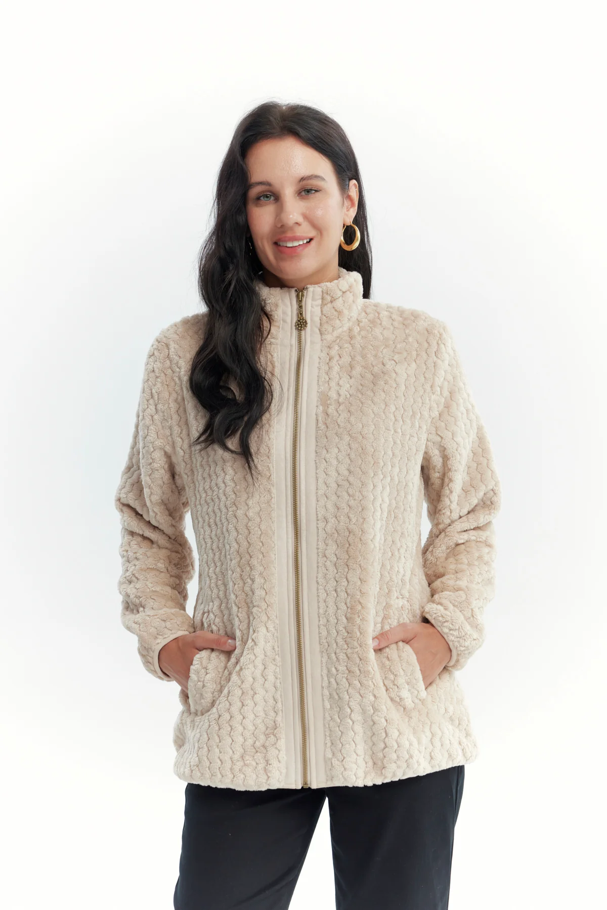 Polar Mujer Textura Beige Oscuro