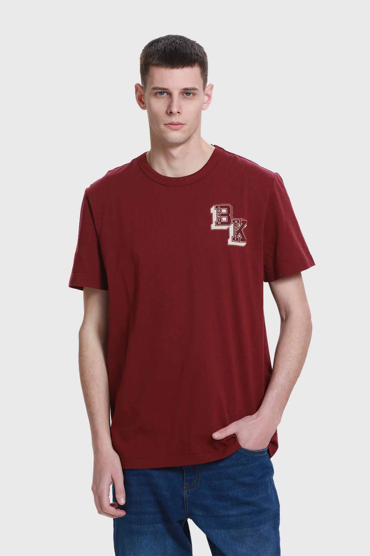 Polera Hombre Aplicación Burdeo