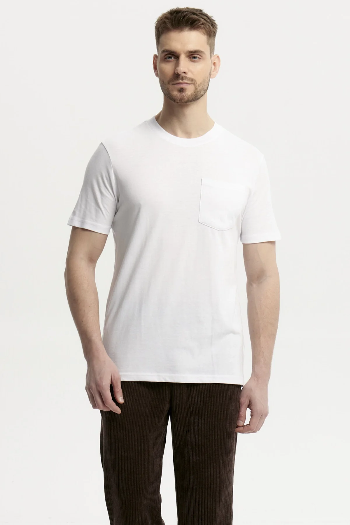 Polera Hombre Básica Con Bolsillo Blanco