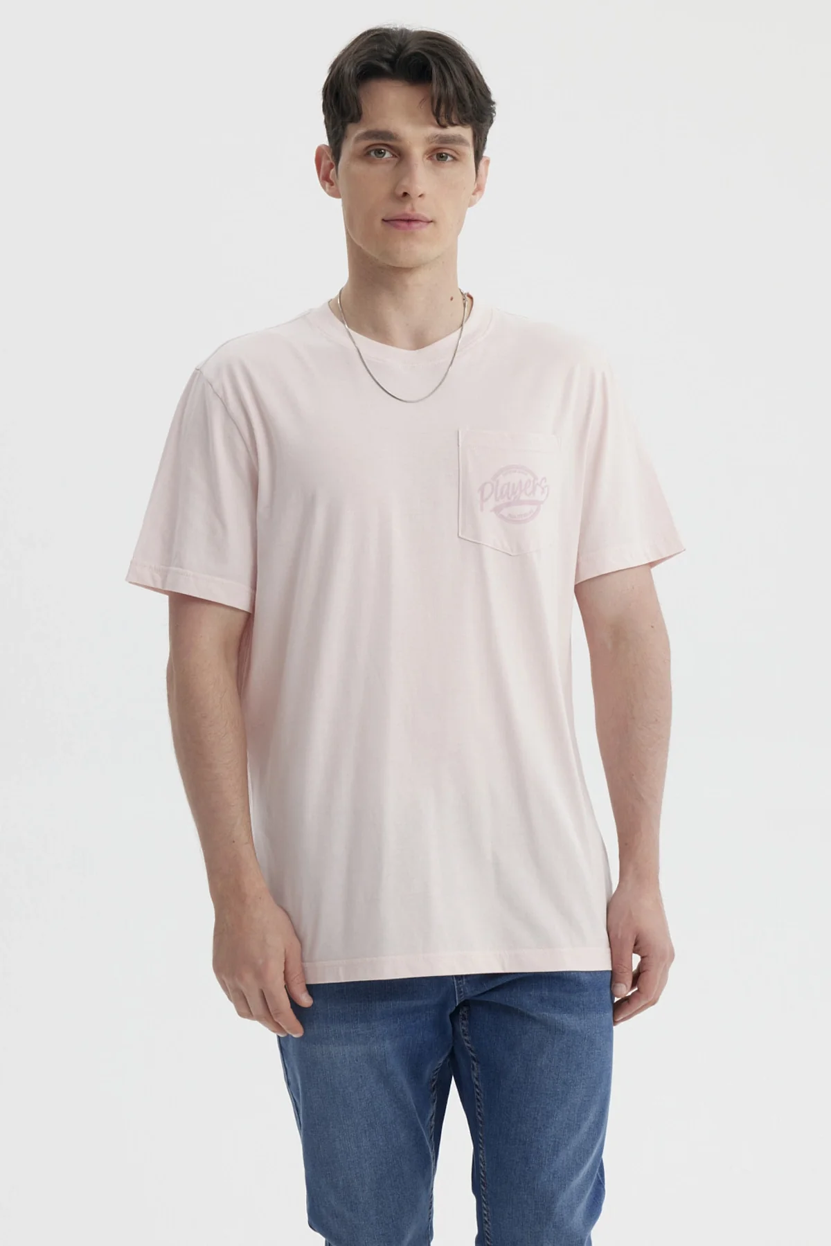 Polera Hombre Con Bolsillo Print Rosado