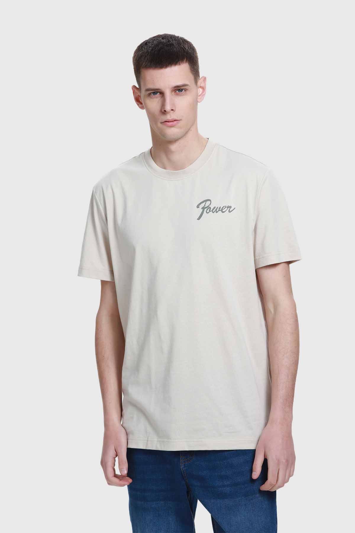 Polera Hombre Doble Print Beige