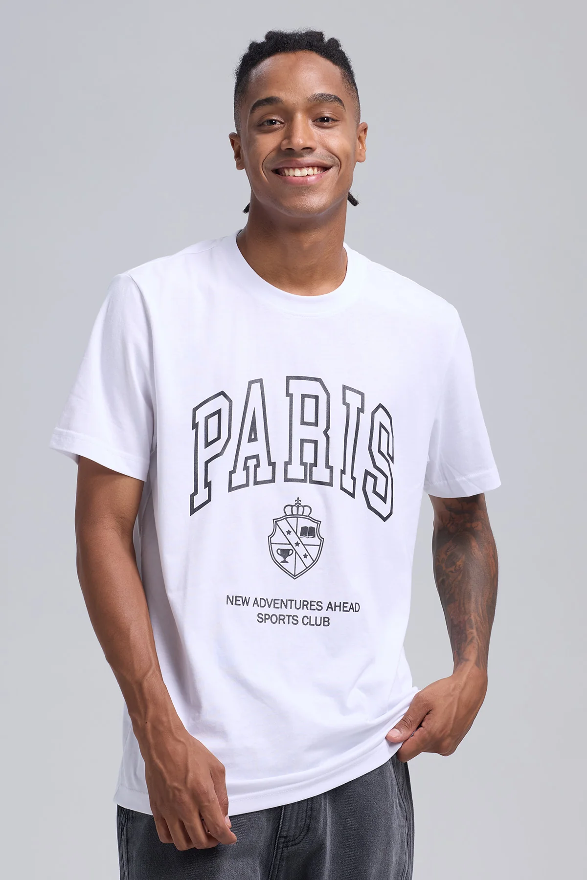 Polera Hombre Estampado Blanco