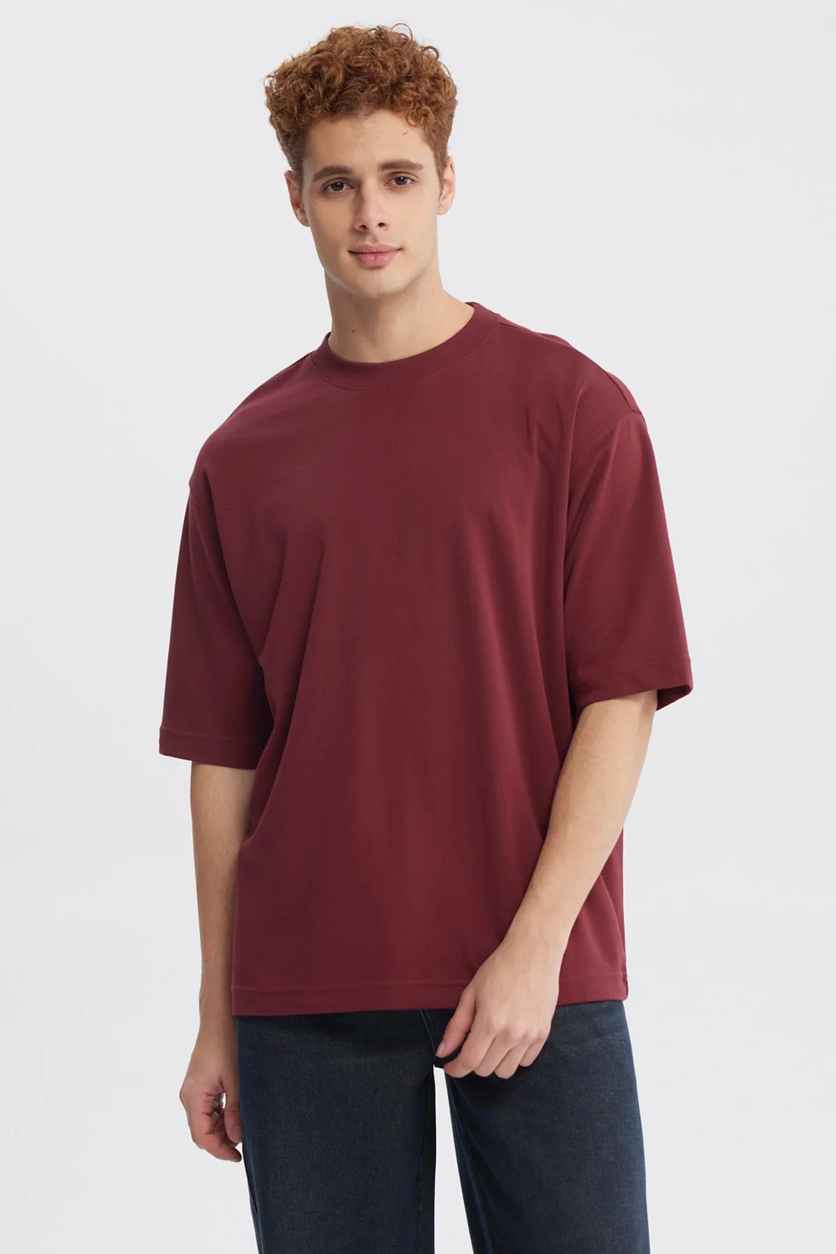 Polera Hombre Overside Fit Burdeo