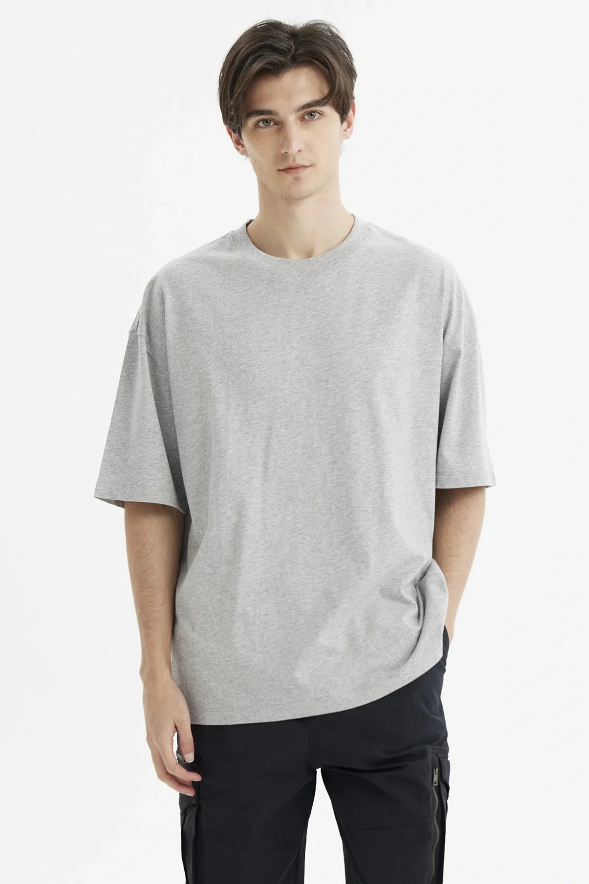 Polera Hombre Oversize Gris Melange