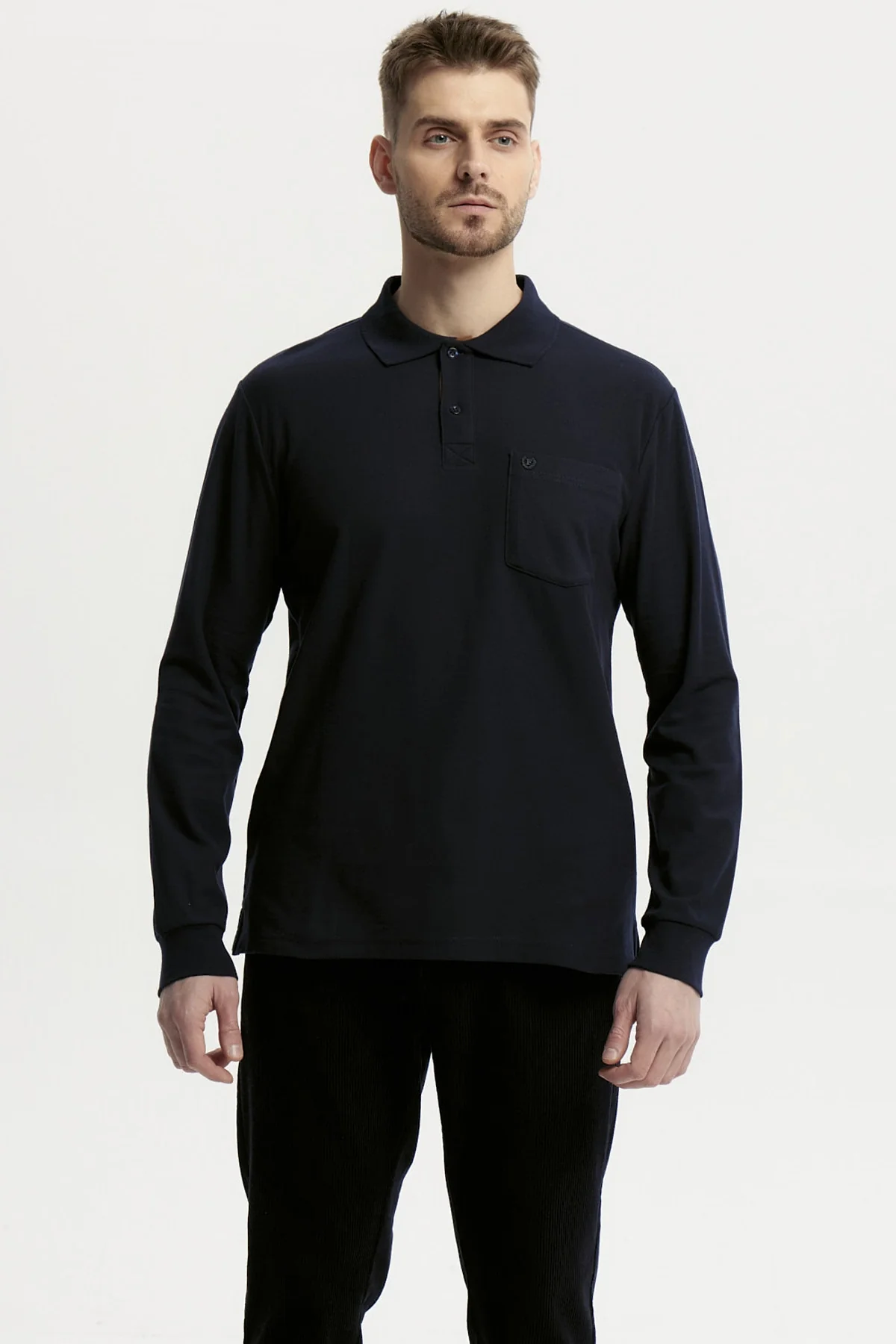Polera Hombre Pique Básica Azul Marino