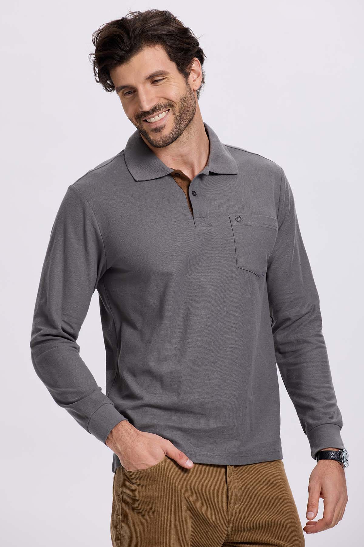 Polera Hombre Piqué Básica Gris - Image 2