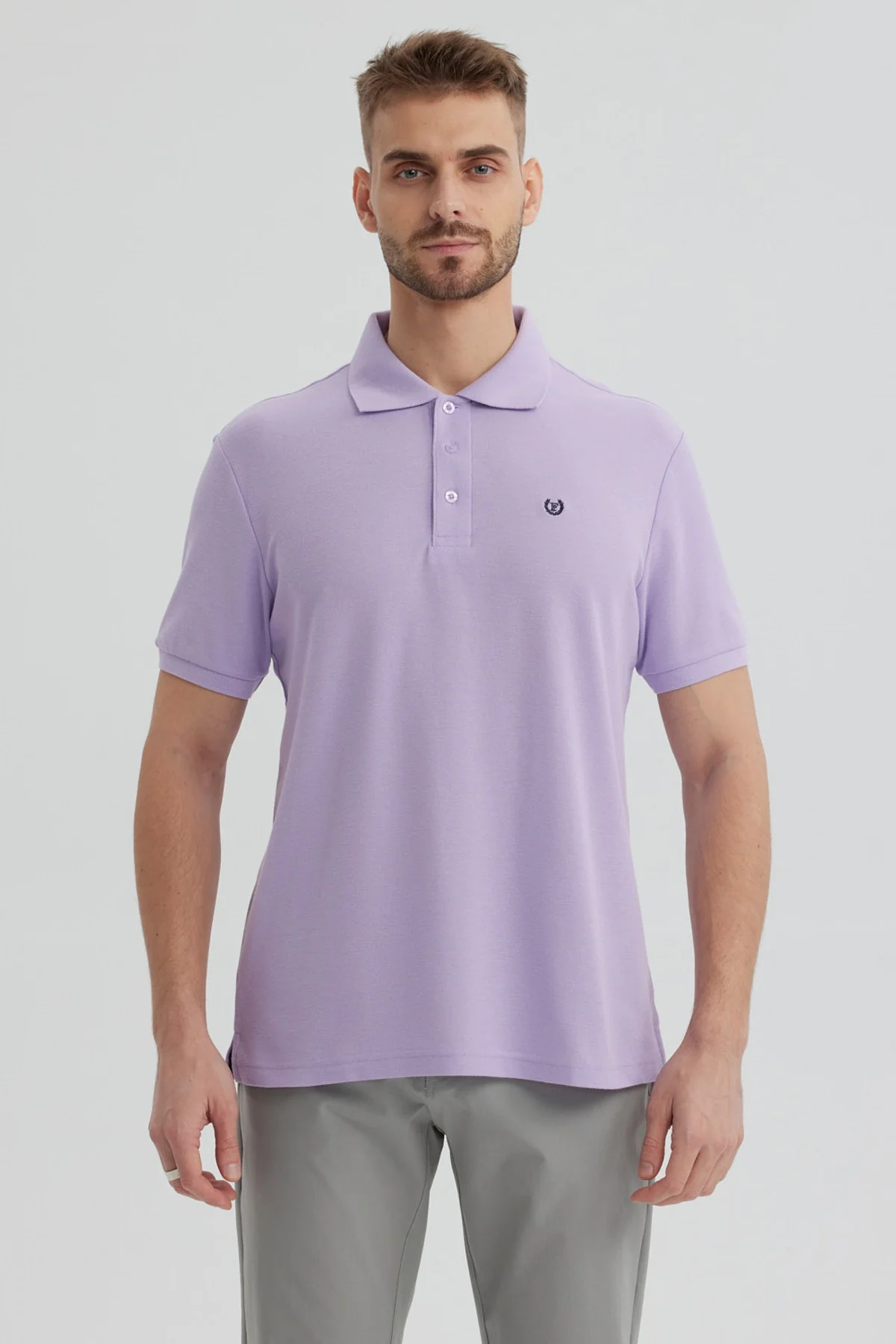 Polera Hombre Pique Básica Lisa Lila