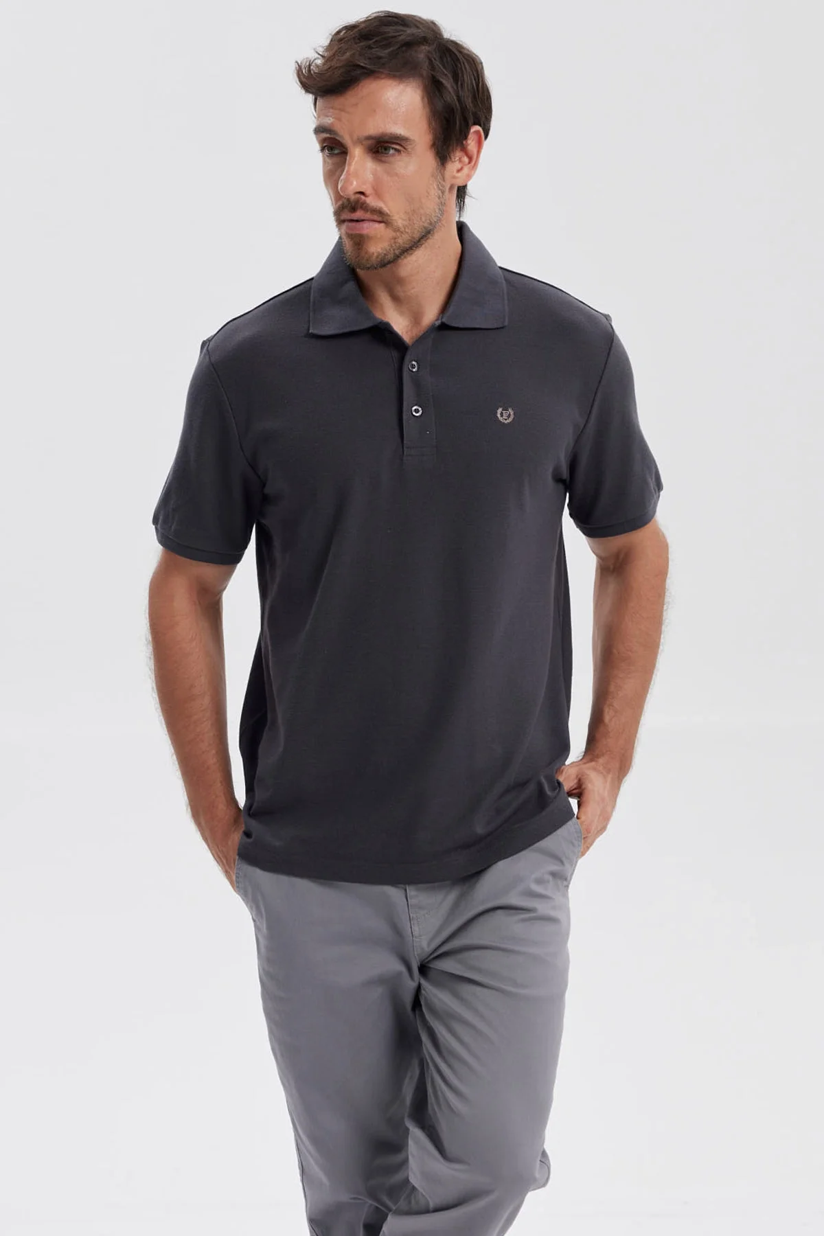 Polera Hombre Pique Básica Lisa Marengo