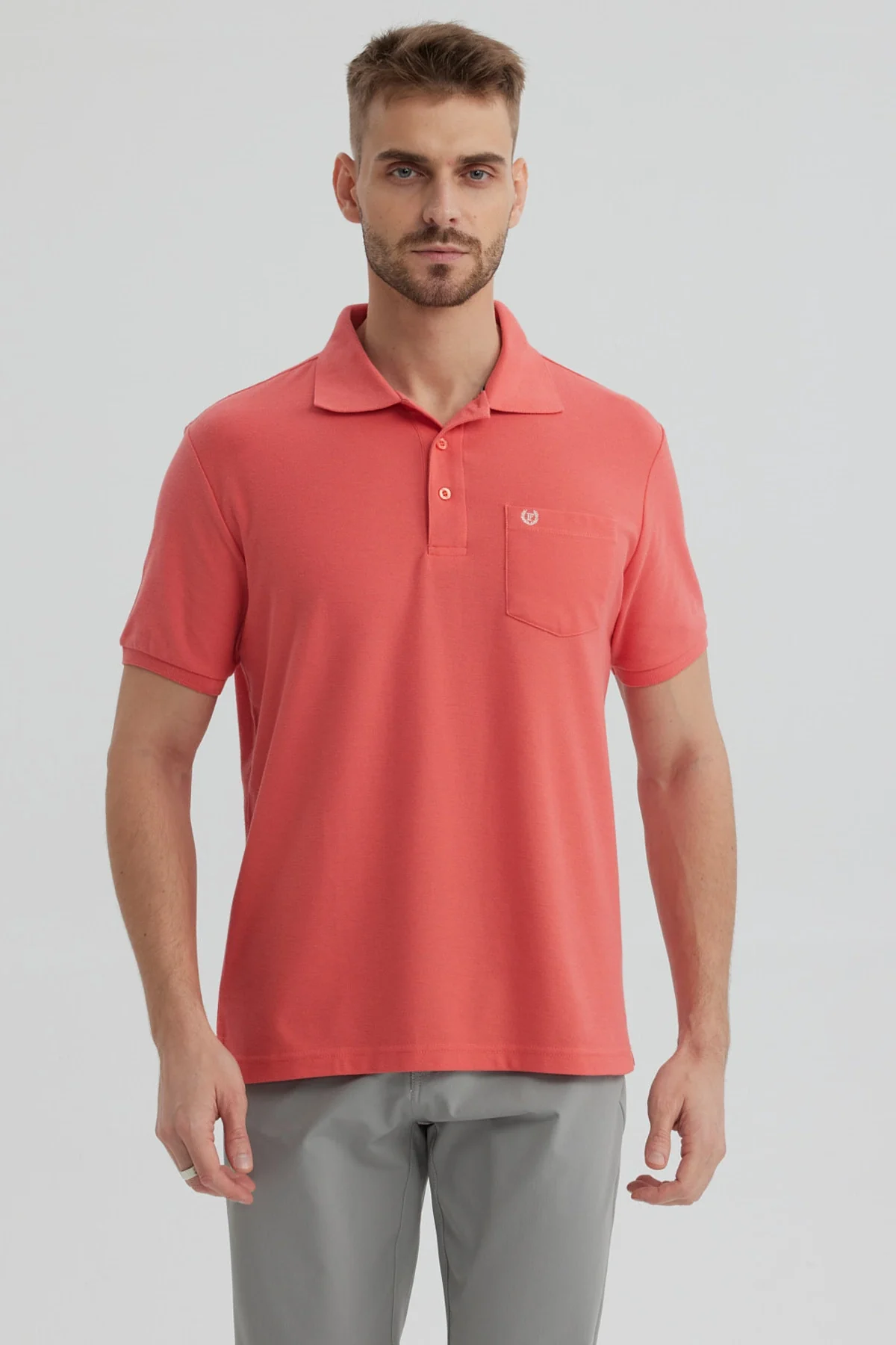 Polera Hombre Pique Básica Lisa Sandía