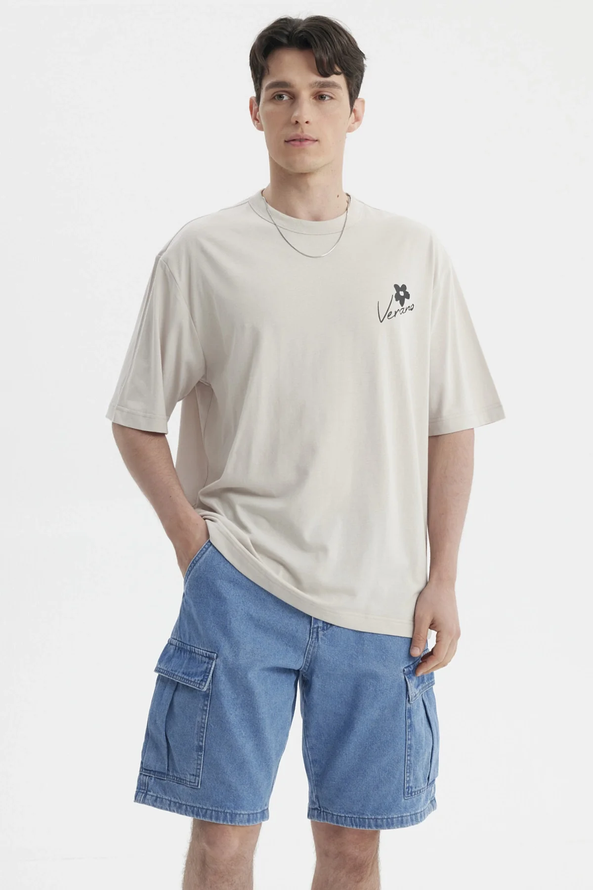Polera Hombre Print Beige