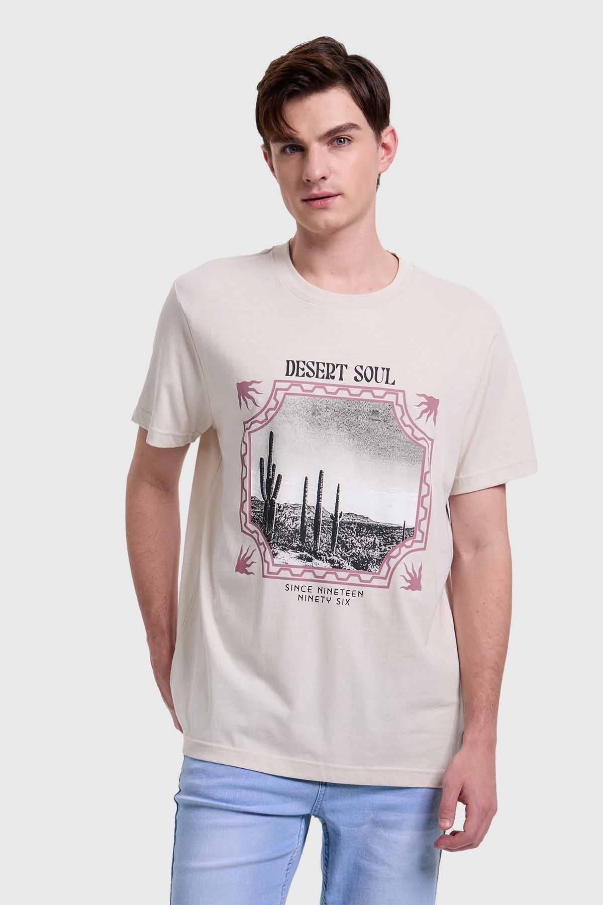 Polera Hombre Print Beige