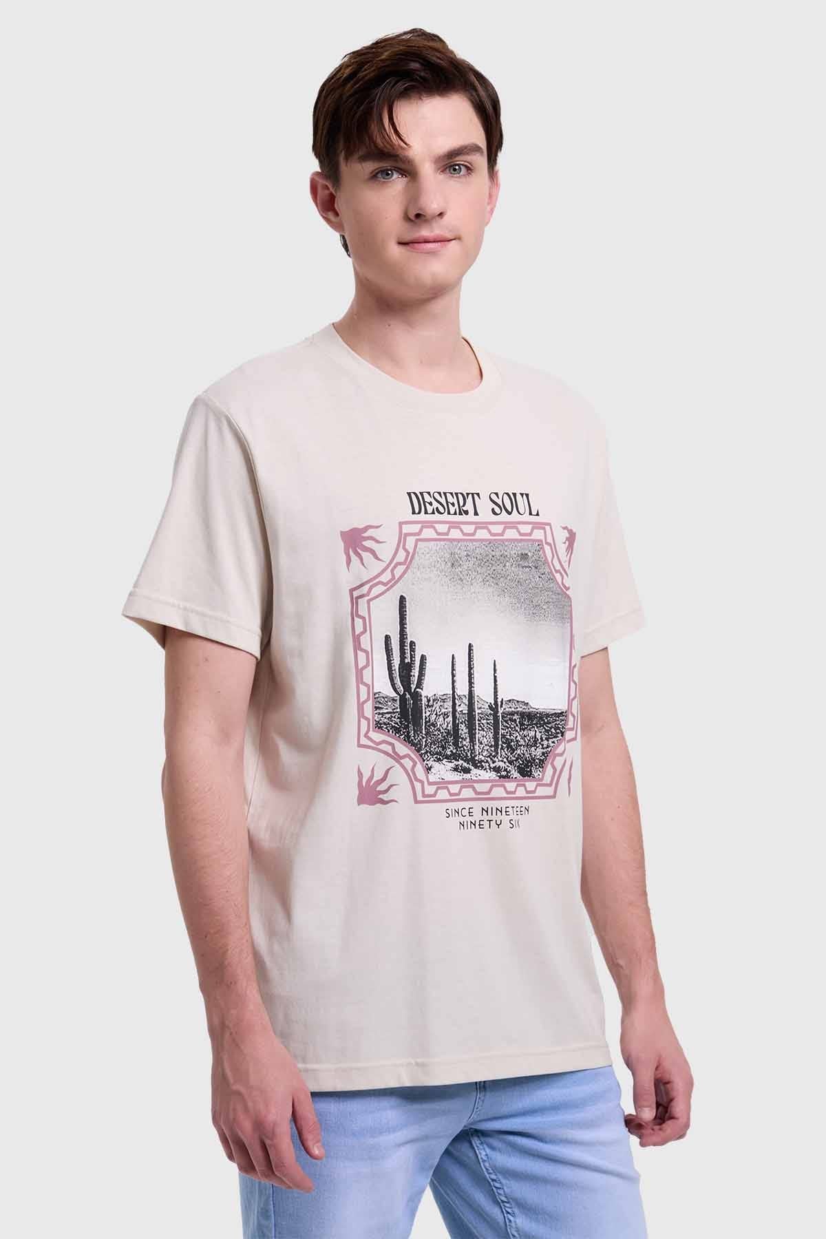 Polera Hombre Print Beige - Image 2
