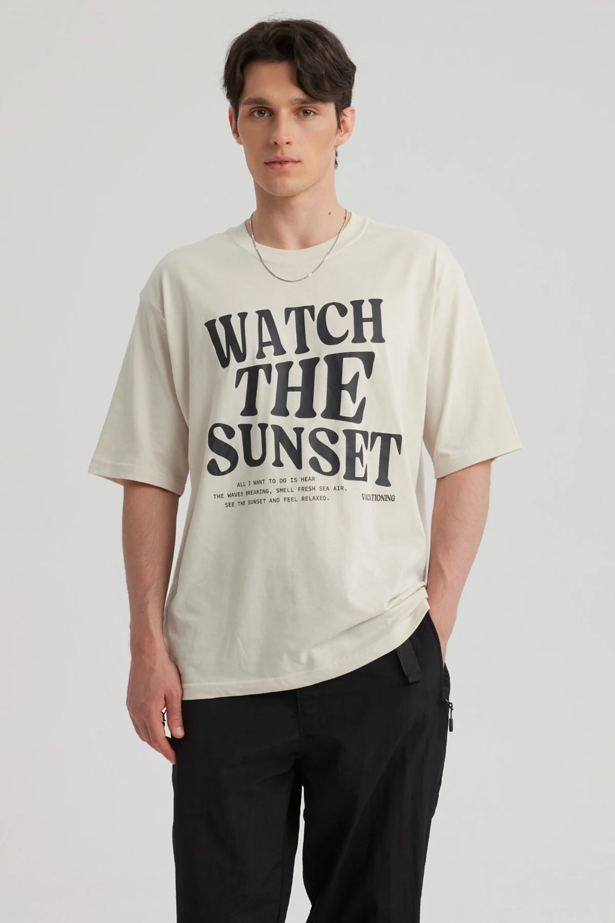 Polera Hombre Print Oversize Beige