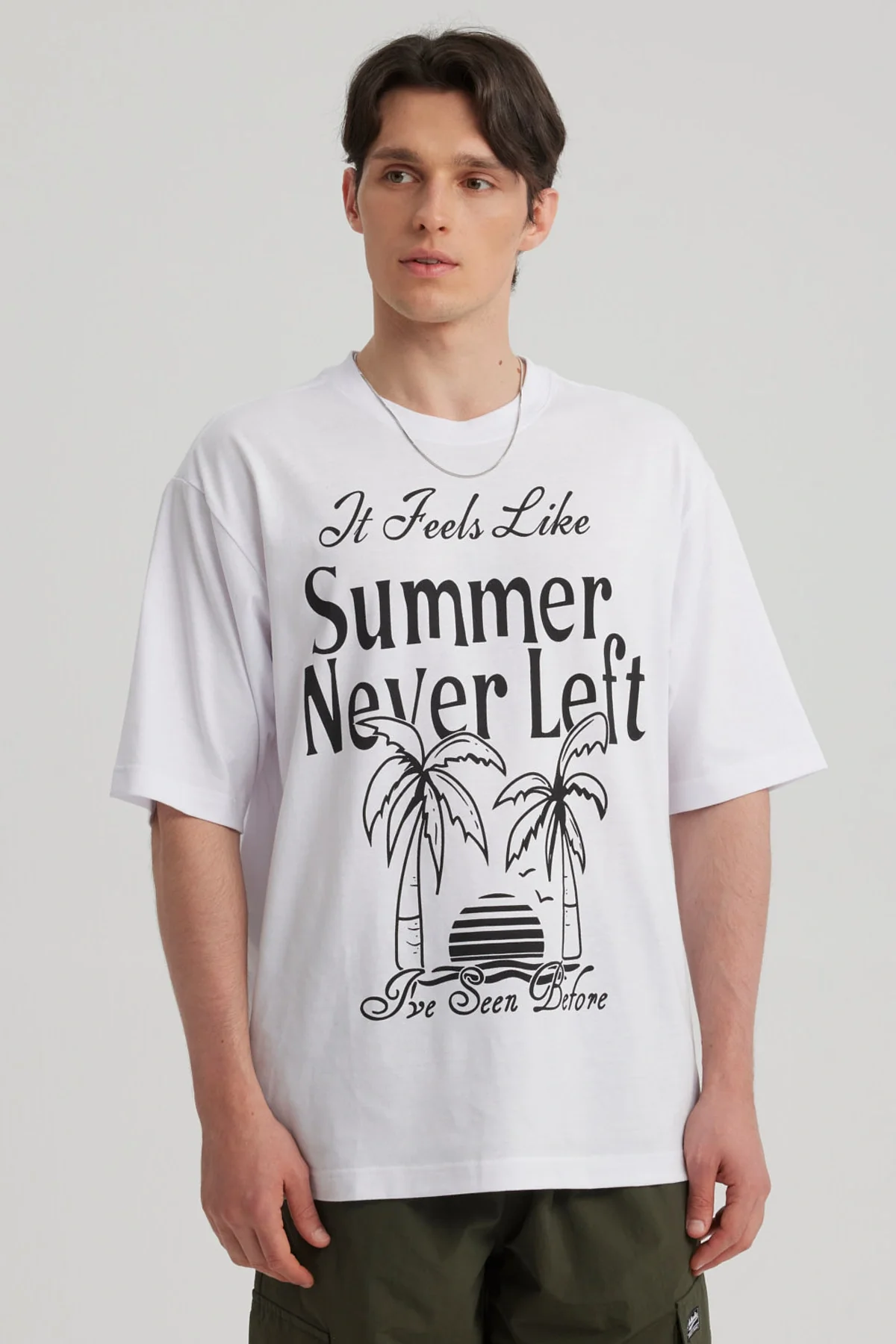 Polera Hombre Print Oversize Blanco