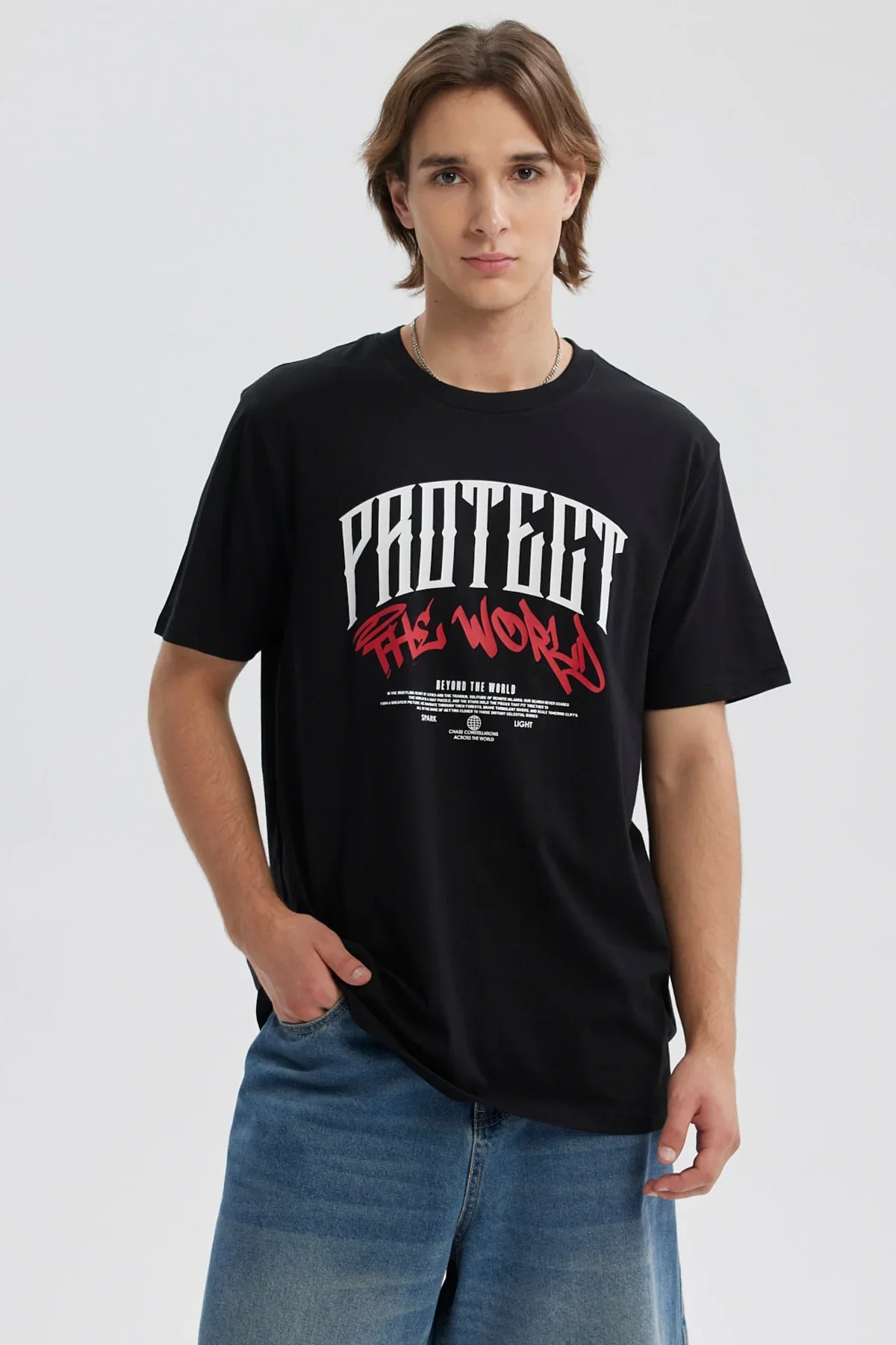 Polera Hombre Print Posicional Negro