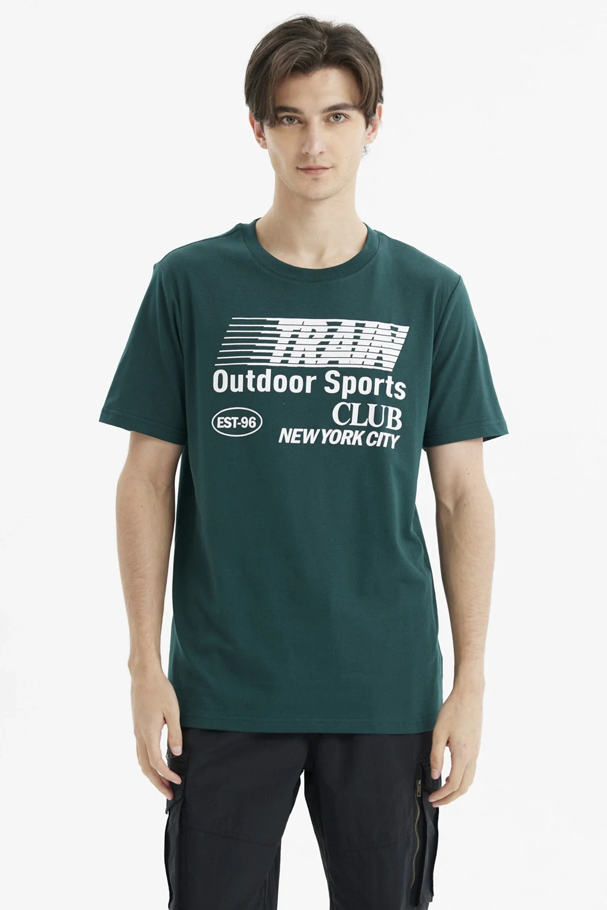 Polera Hombre Regular Fit Print New York Verde Oscuro