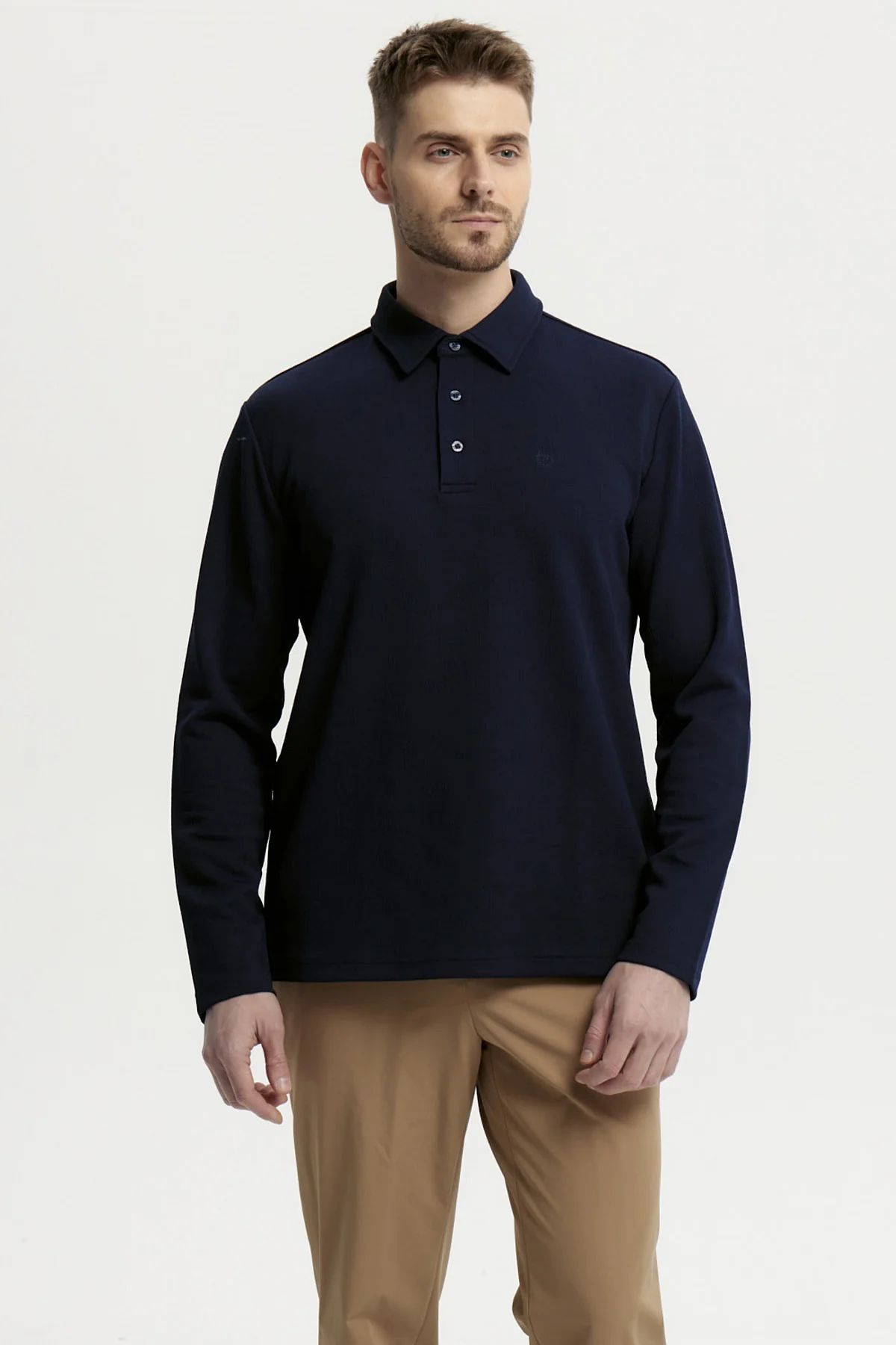 Polera Hombre Slim Cuello Polo Azul Marino
