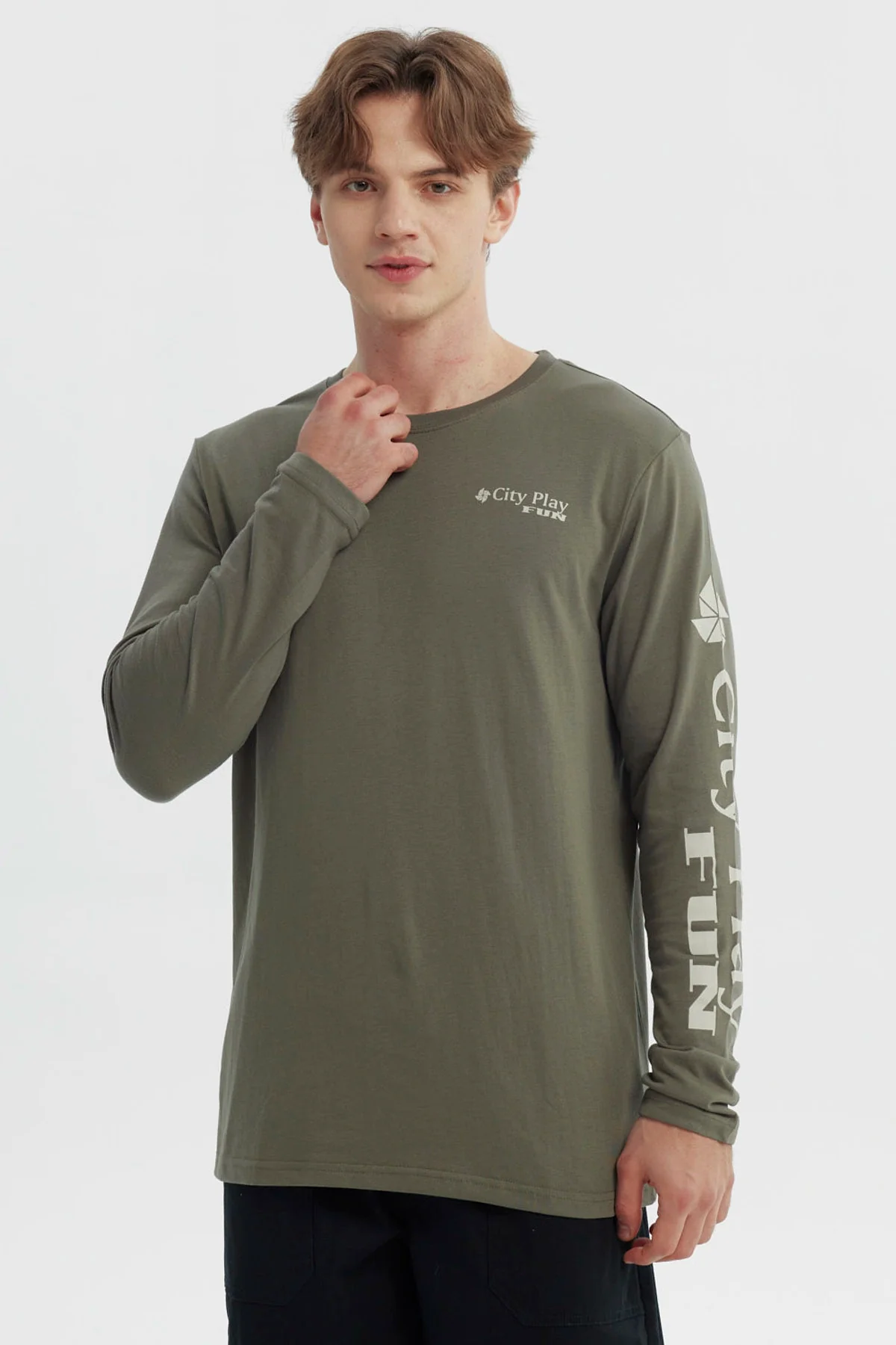 Polera Hombre Slim Verde Militar