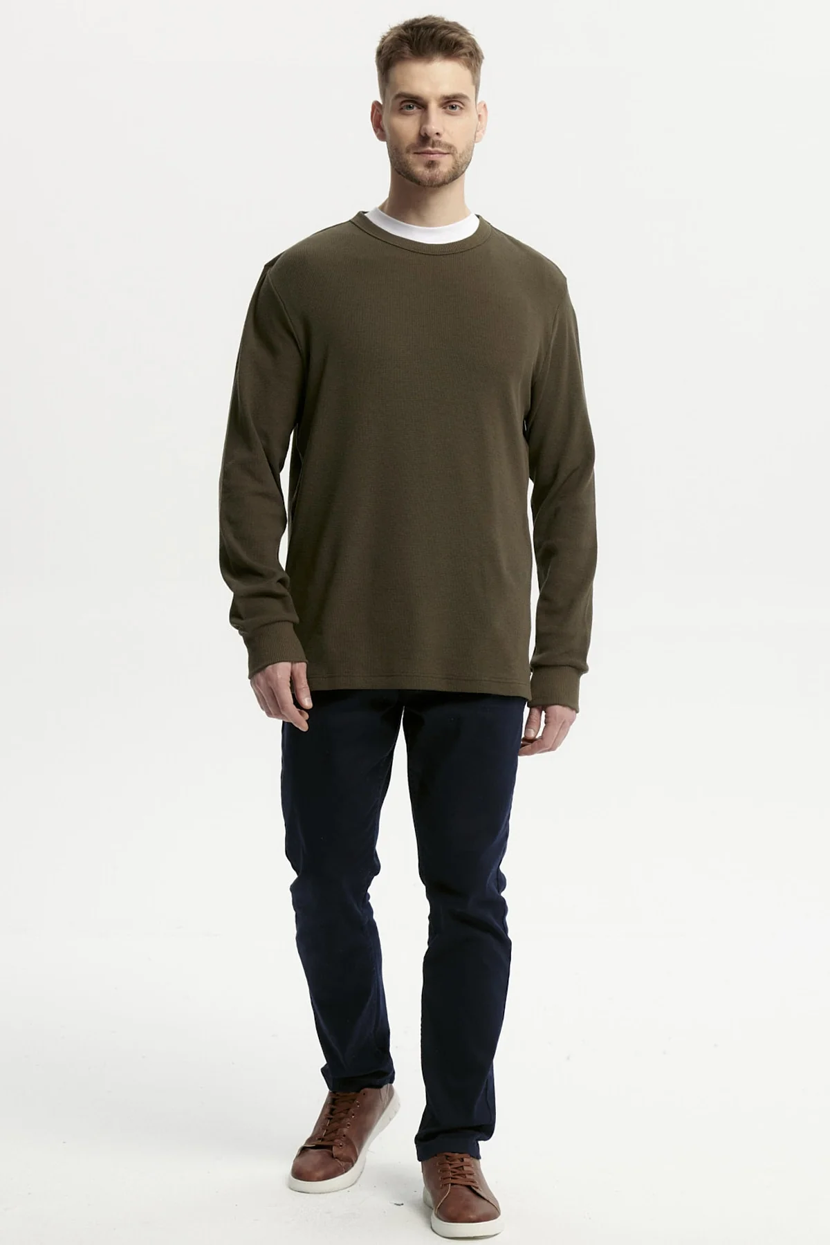 Polera Hombre Slim Verde Olivo - Image 4