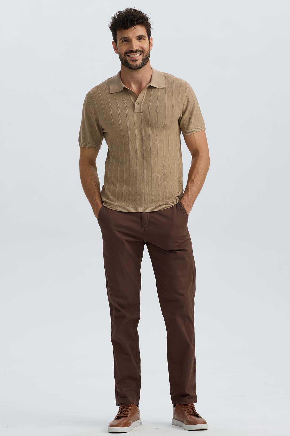 Polera Hombre Tejida Lineas Camel - Image 4