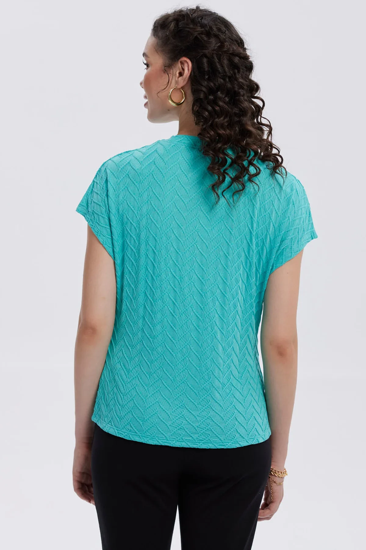 Polera Mujer Abertura Costado Aqua - Image 3