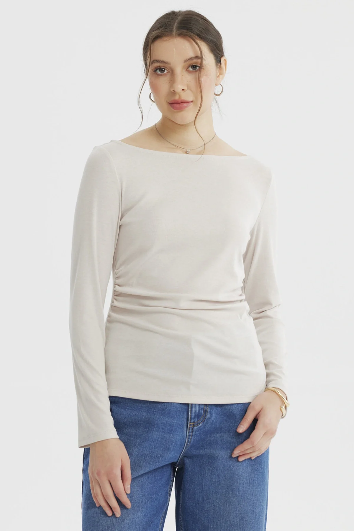 Polera Mujer Ajustado Arena