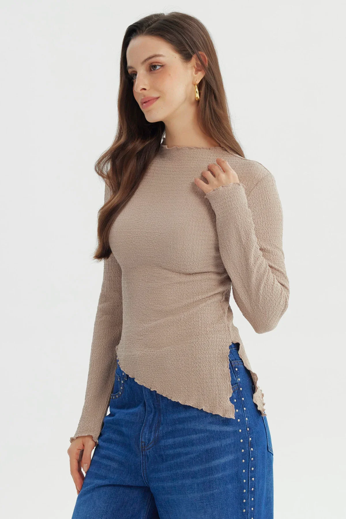 Polera Mujer Ajustado Beige - Image 2