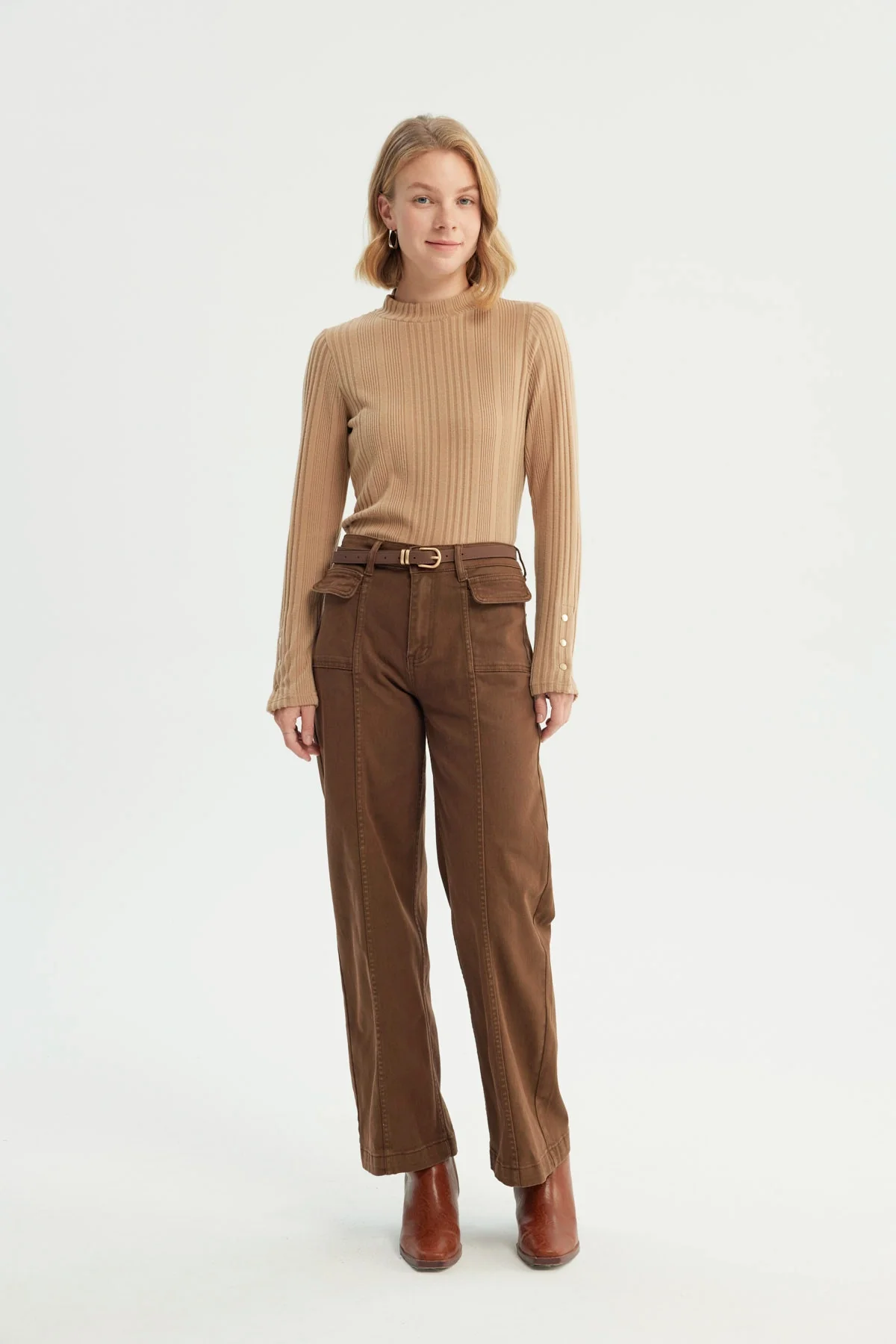 Polera Mujer Ajustado Beige - Image 4