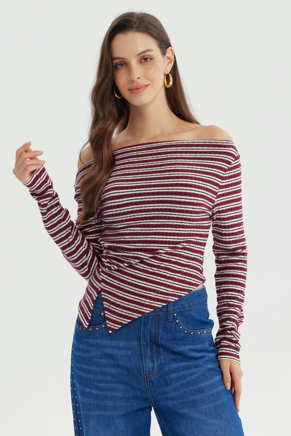 Polera Mujer Ajustado Burdeo