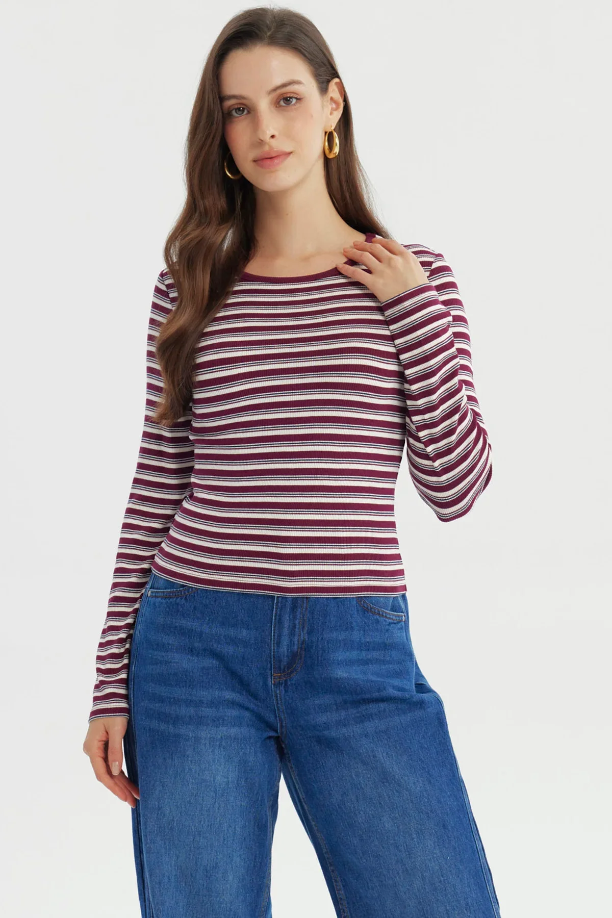 Polera Mujer Ajustado Burdeo
