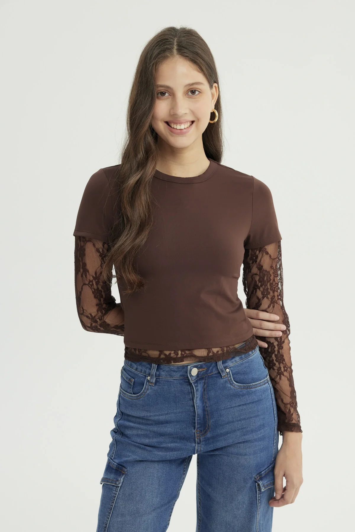 Polera Mujer Ajustado Café