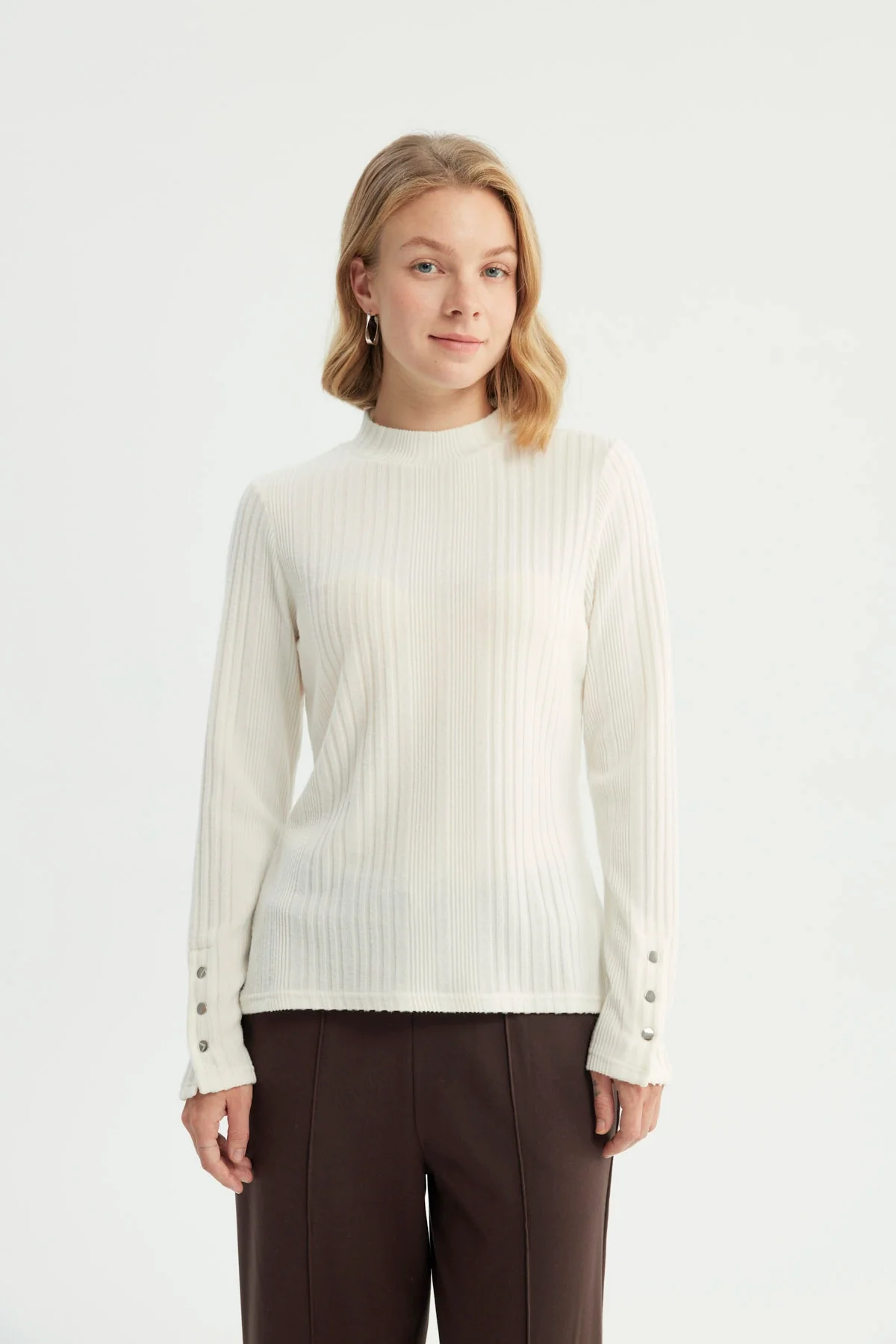 Polera Mujer Ajustado Crema