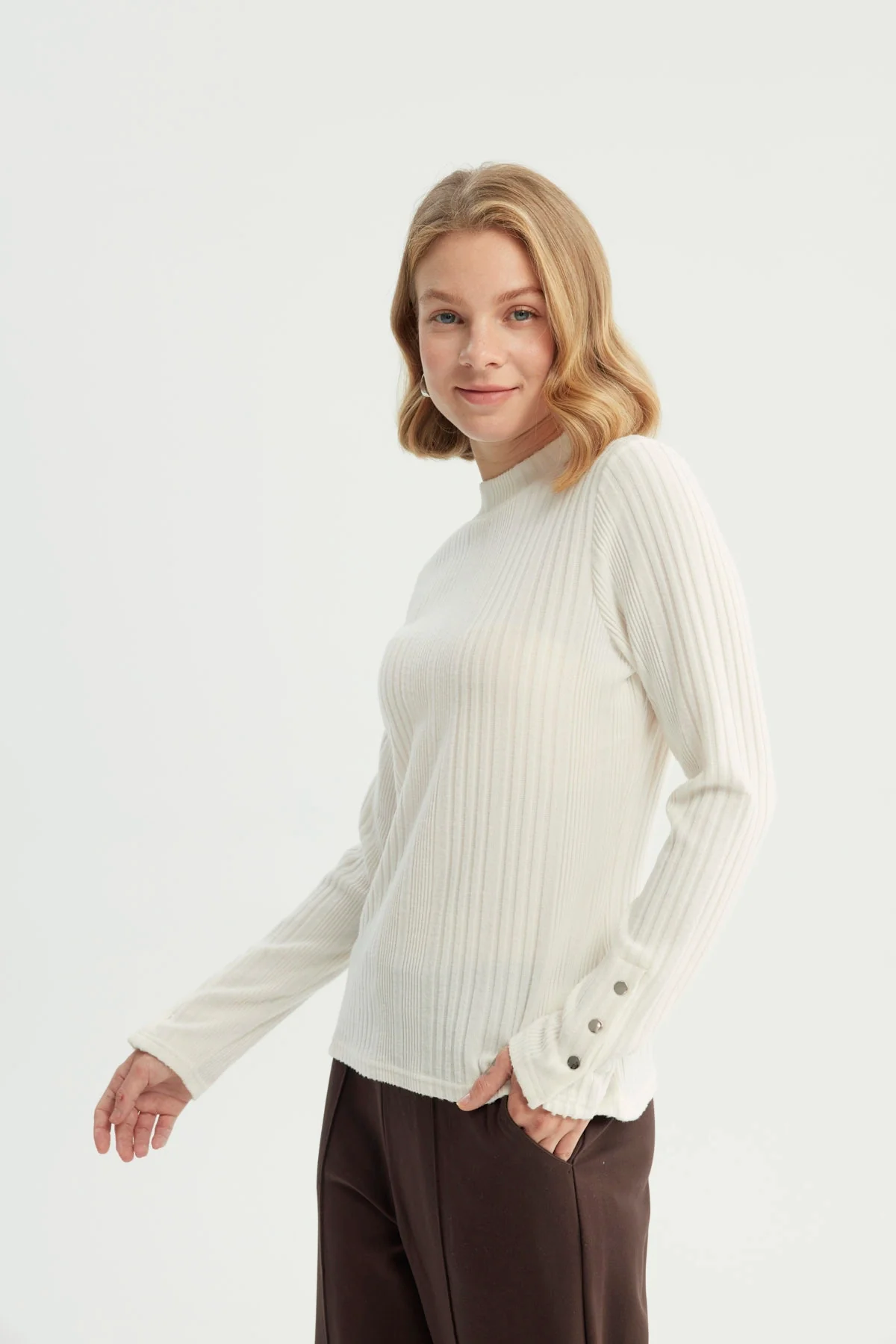 Polera Mujer Ajustado Crema - Image 2