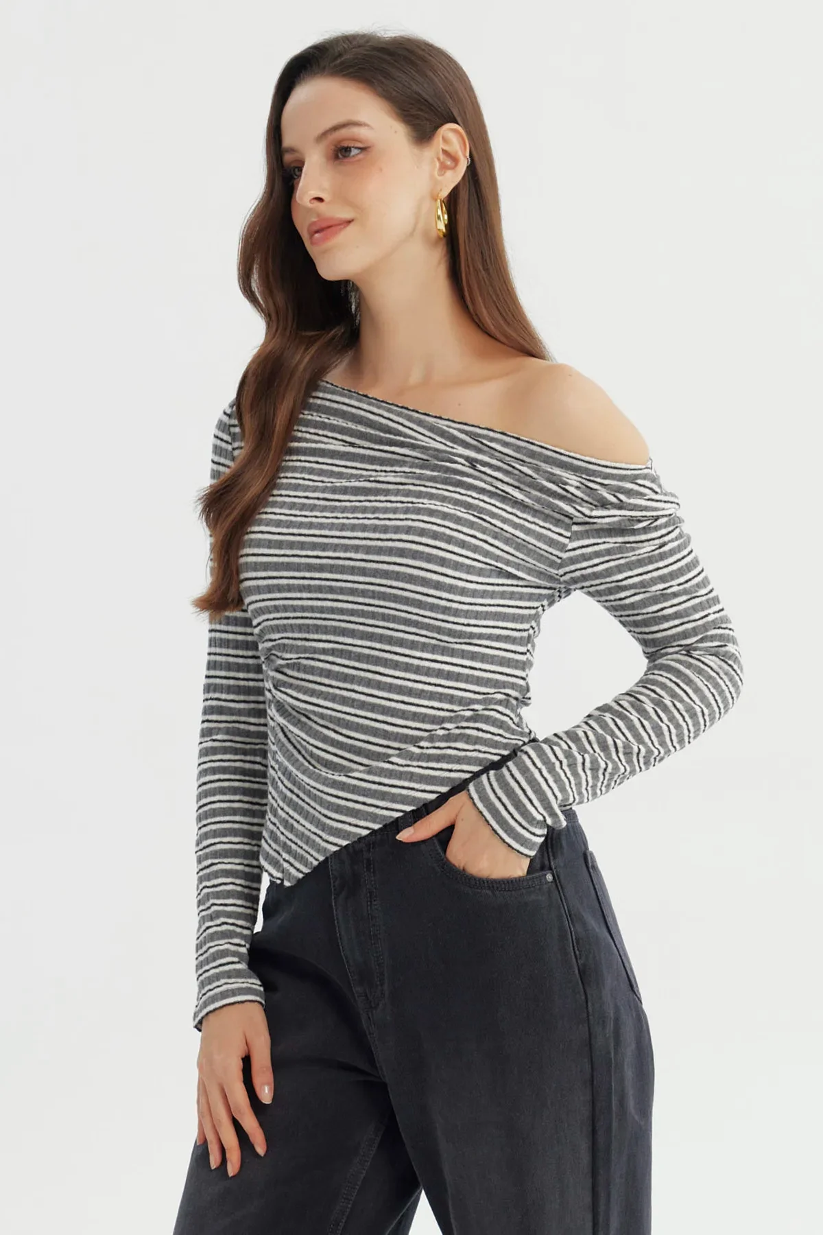 Polera Mujer Ajustado Gris - Image 2