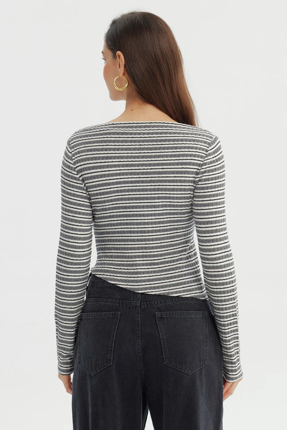 Polera Mujer Ajustado Gris - Image 3