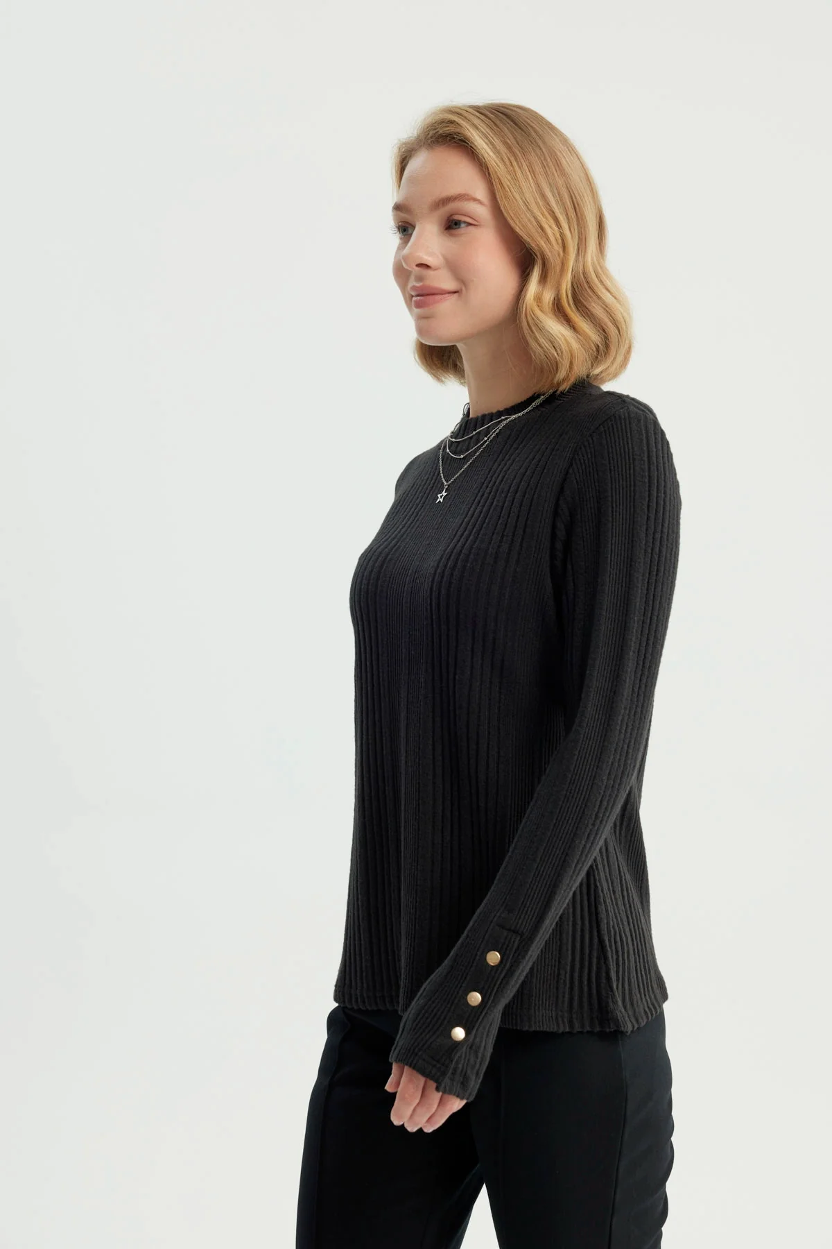 Polera Mujer Ajustado Negro - Image 2