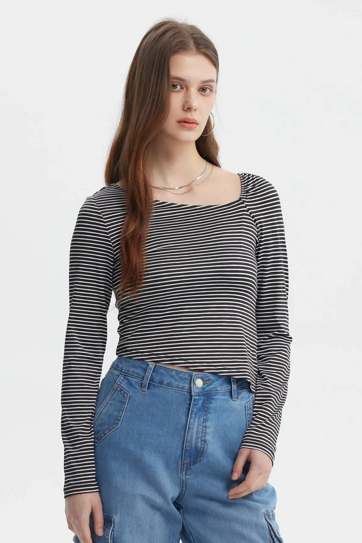 Polera Mujer Asimétrica Rayas Negro