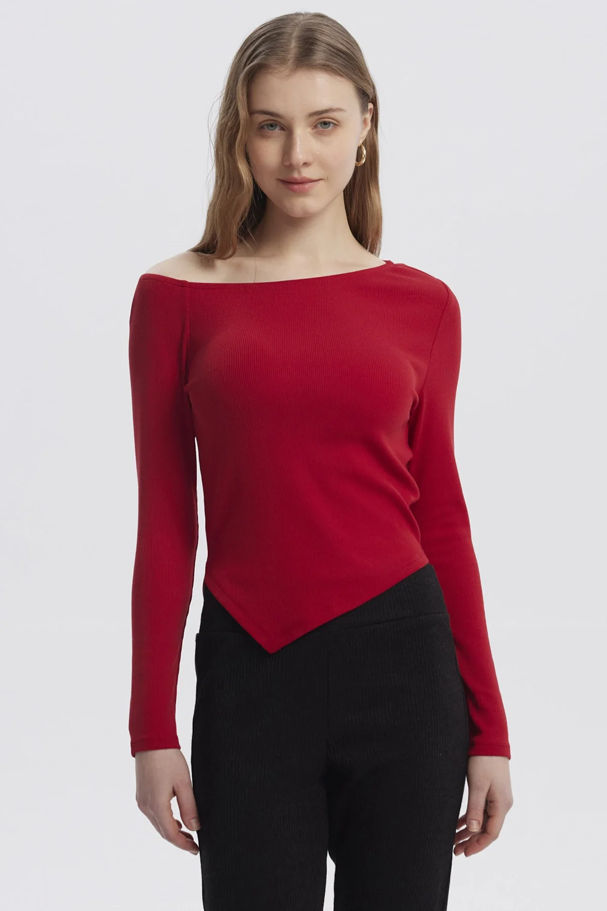 Polera Mujer Asimétrica Rojo
