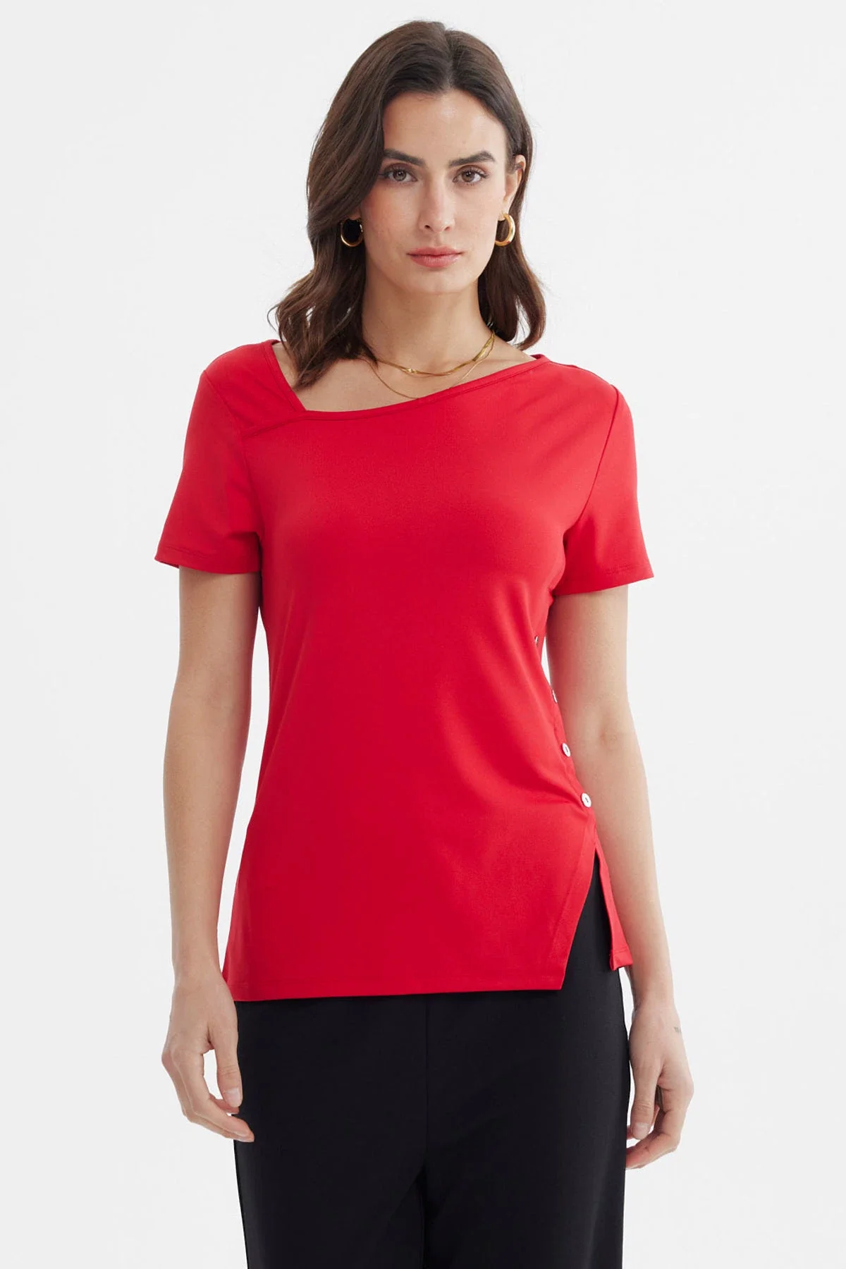 Polera Mujer Asimétrico Rojo