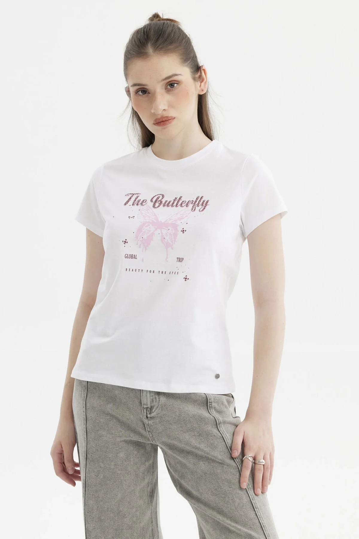 Polera Mujer Básica Blanco / Rojo