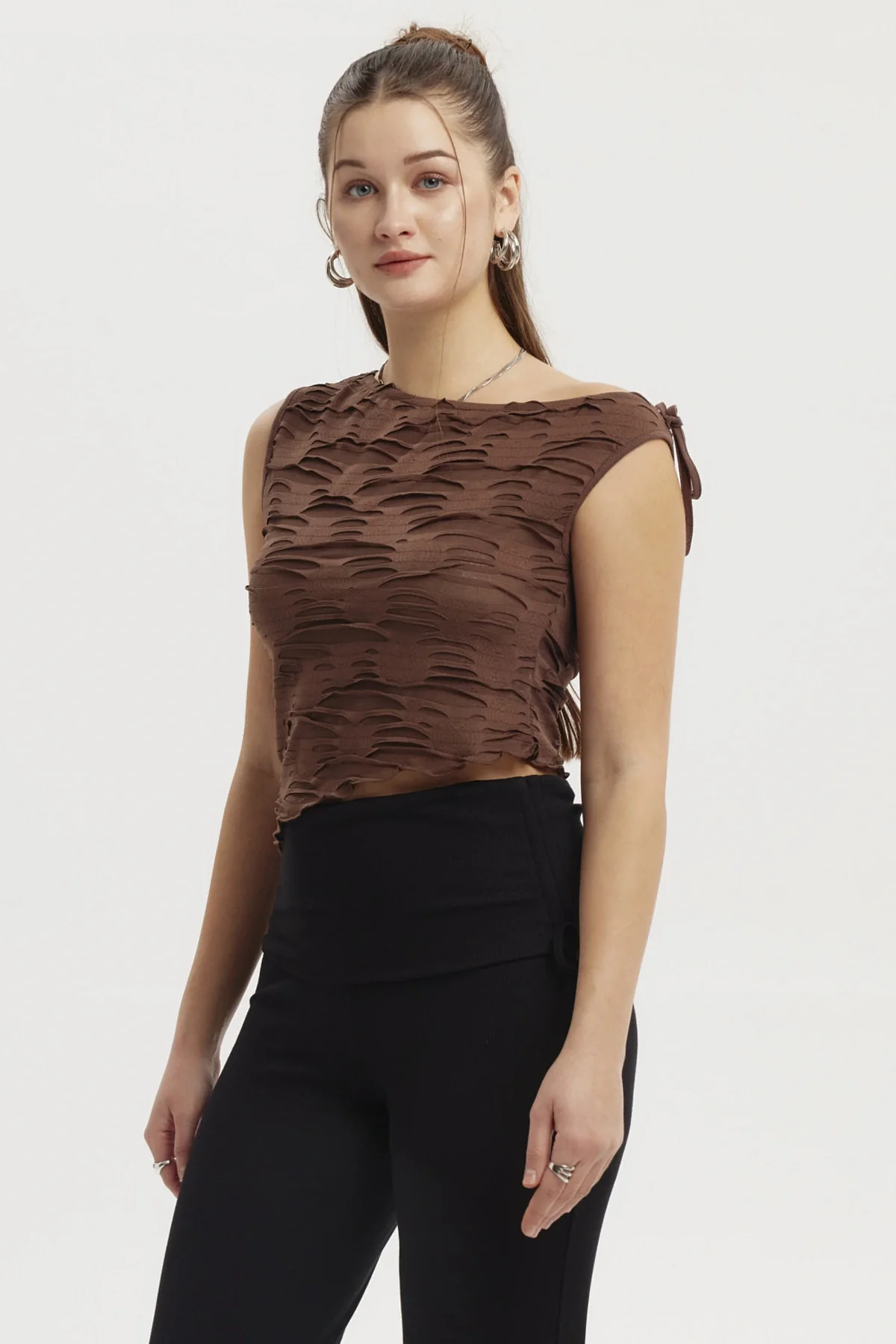 Polera Mujer Basta Asimétrica Café Oscuro - Image 2