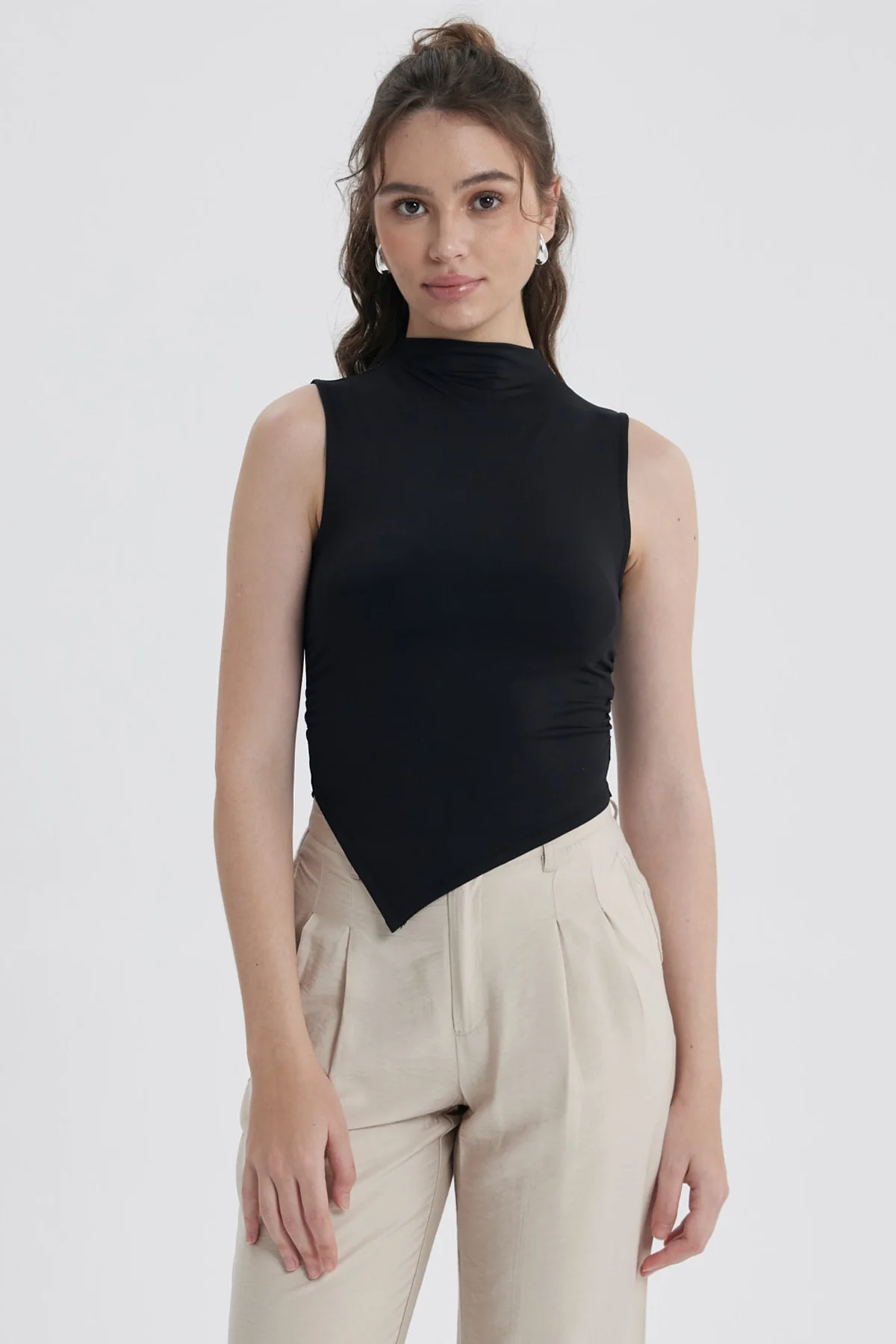 Polera Mujer Basta Asimétrica Negro