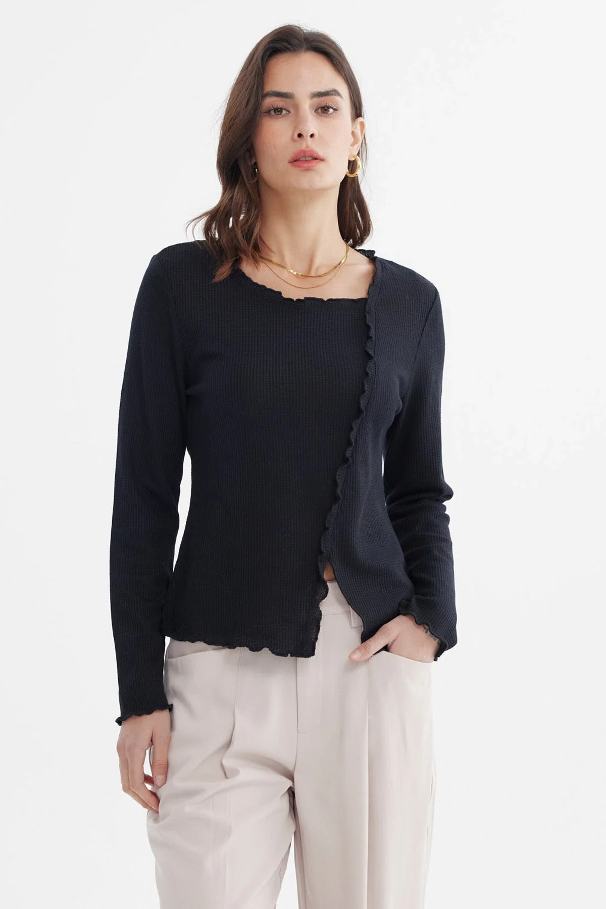 Polera Mujer Basta Rule Asimétrica Negro